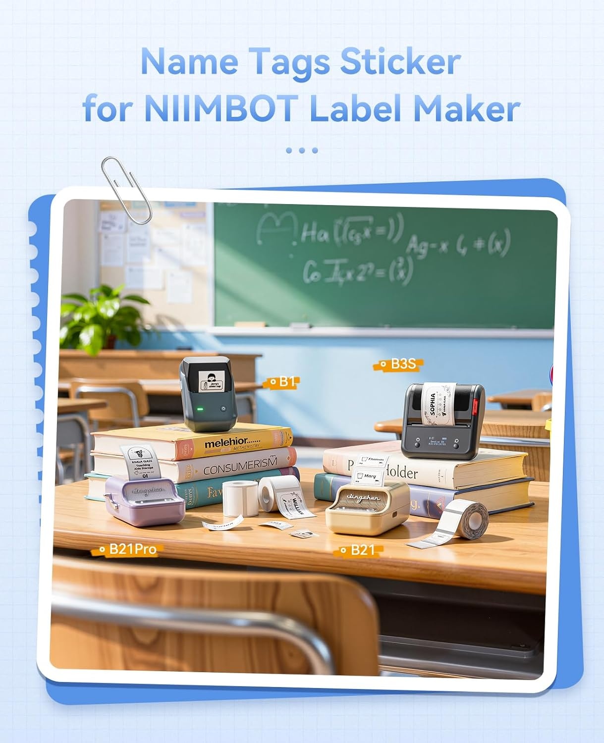 image:image3 Rolls Clear Labels for NIIMBOT B1 B21 B3S K3 Label Maker 157 x 118 40x30mm Printer Labels Food Labels for Jars Personalized Editable Labels for HomeSchoolOfficeName Sticker A3rolls