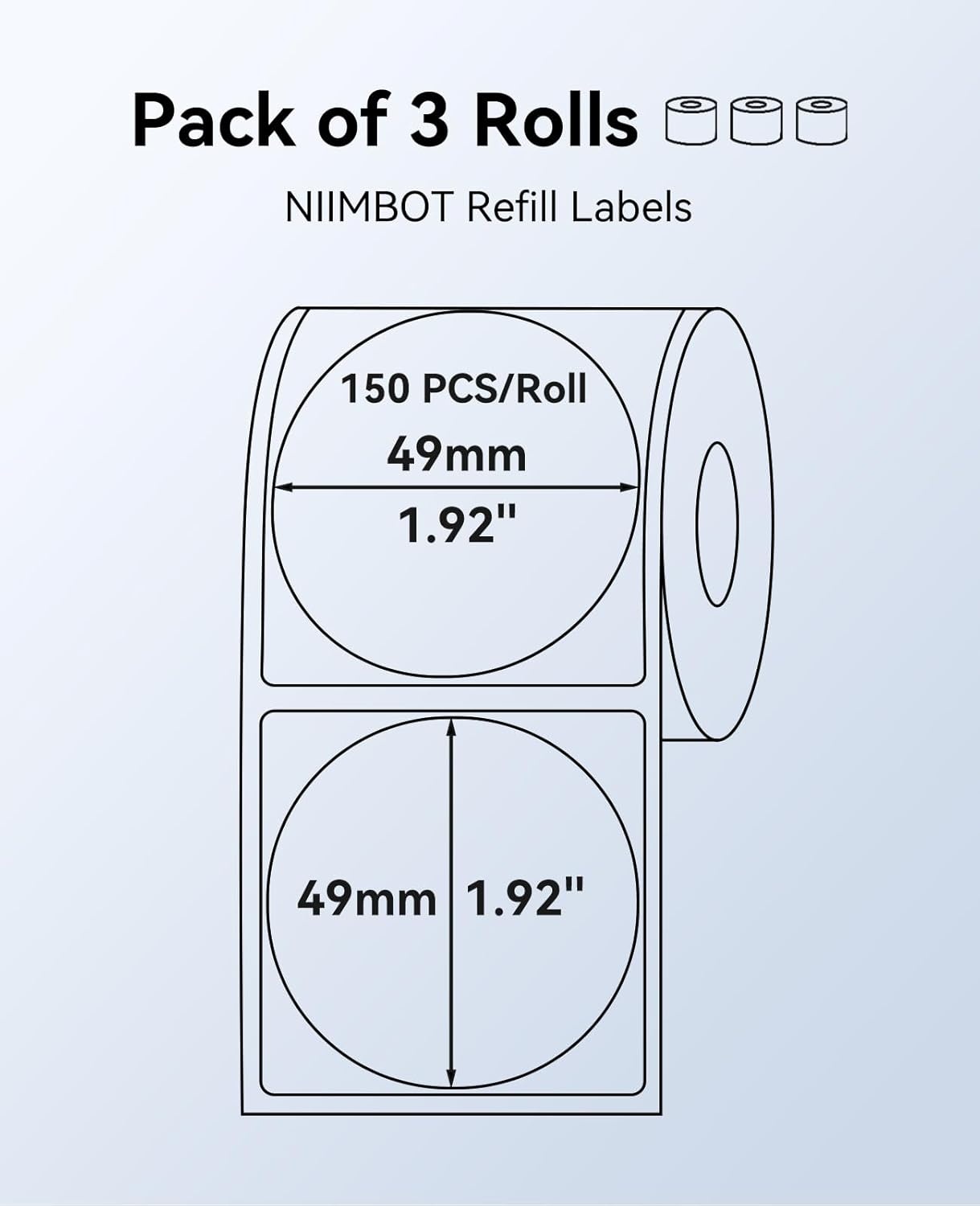 image:image3 Rolls Clear Labels for NIIMBOT B1 B21 B3S K3 Label Maker 157 x 118 40x30mm Printer Labels Food Labels for Jars Personalized Editable Labels for HomeSchoolOffice50x50roundwhite3rolls