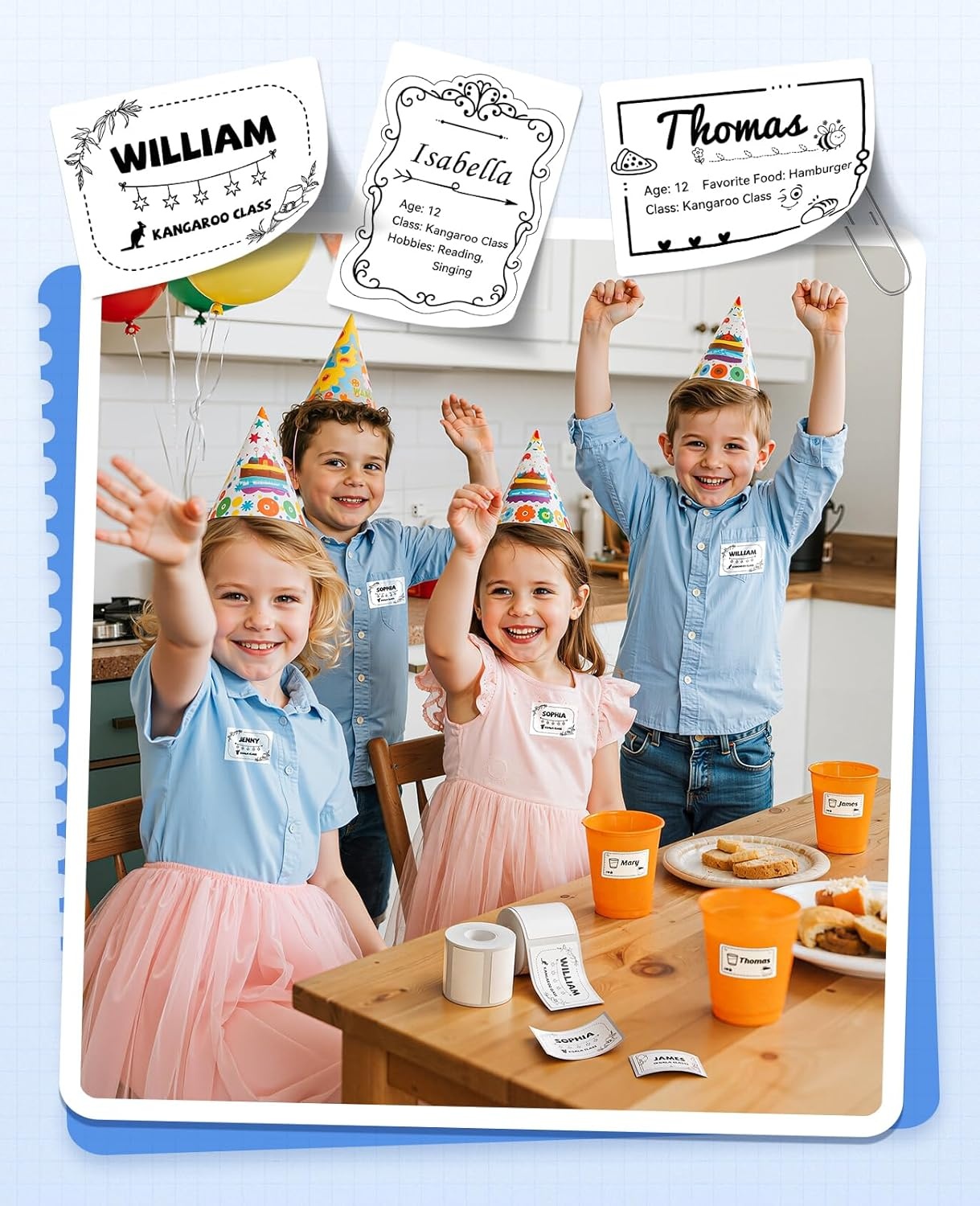 image:image3 Rolls Clear Labels for NIIMBOT B1 B21 B3S K3 Label Maker 157 x 118 40x30mm Printer Labels Food Labels for Jars Personalized Editable Labels for HomeSchoolOfficeName Sticker A3rolls