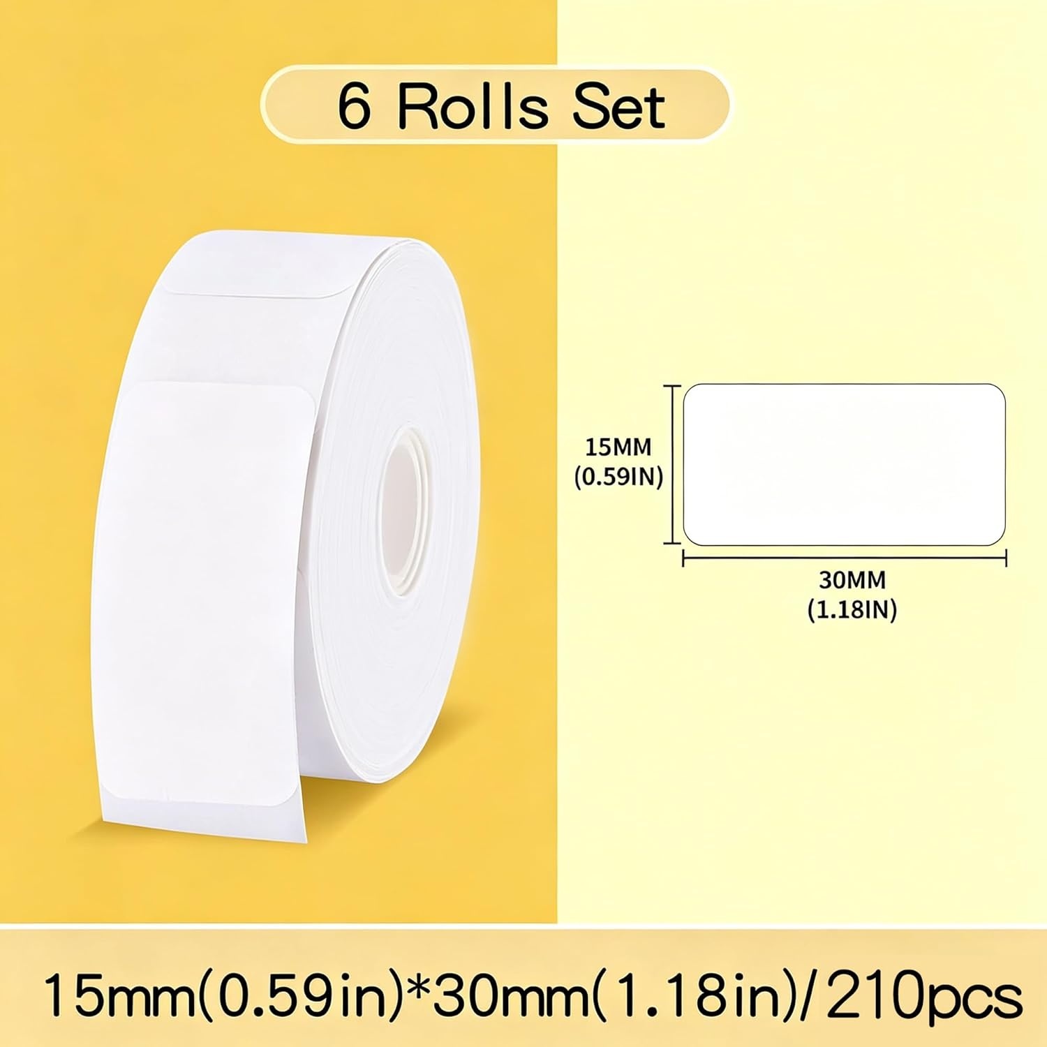 image:imageLabel Maker Tape 6 Rolls1260 Pieces Compatible for D11D110D101 Printer Paper Stickers Waterproof Standard Laminated TearResistant Office Home Name File Folder Clothes 059x 118 Inch White