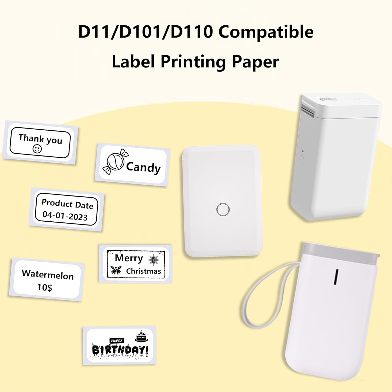 image:imageLabel Maker Tape 6 Rolls1260 Pieces Compatible for D11D110D101 Printer Paper Stickers Waterproof Standard Laminated TearResistant Office Home Name File Folder Clothes 059x 118 Inch White