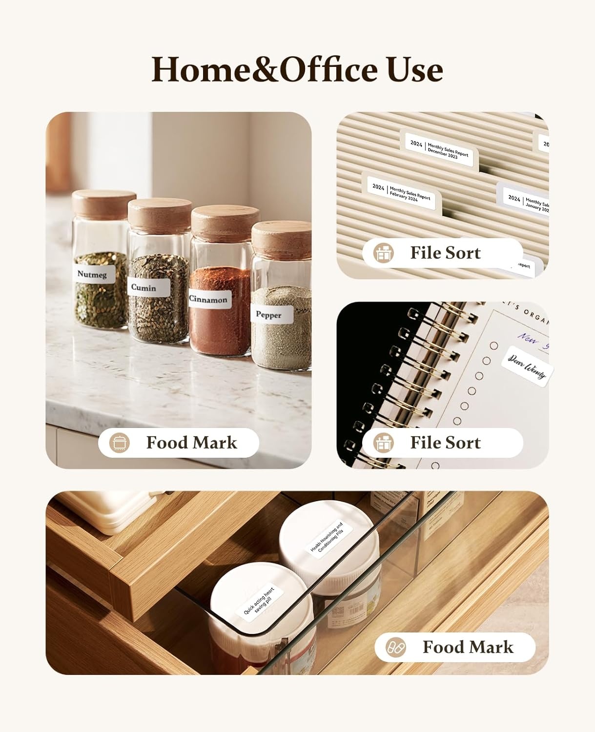 image:imageNIIMBOT 3 Roll Set Labels for D110D11D101 Label Maker 047 X 295 White 055 X 11 Clear 047 X 087 White Waterproof Thermal Label Tape for Home Office School OrganizationMix E
