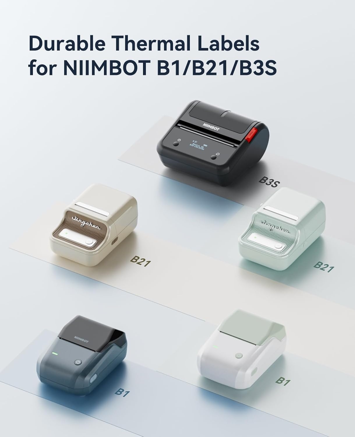 image:imageNIIMBOT 3 Rolls Set Label for B1 B21 B3S B21Pro Label Maker 13x13 Colorful16x08 Zoo16x06 2 Rows Thermal Label Refills for DaycareSpice JarAddressLogoNameFood ContainerMix A