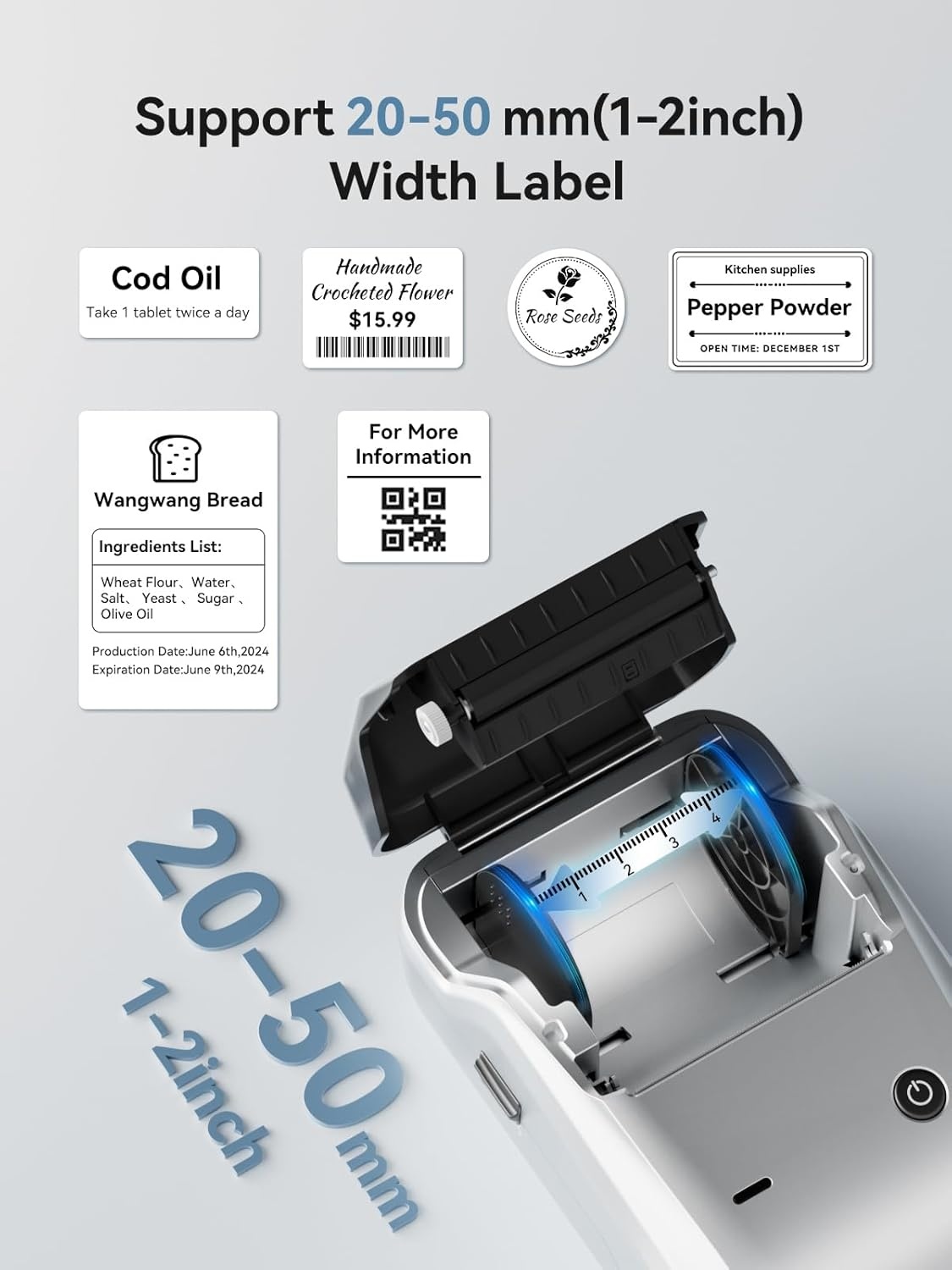 image:imageNIIMBOT B1 Label Maker Machine with 3 Tapes 50x30mm50x80mm 50x50mm Round Labels Bluetooth Thermal Label Printer for Small BusinessOfficeHomeSchool Blue 1 Printer3 Roll LabelSilver