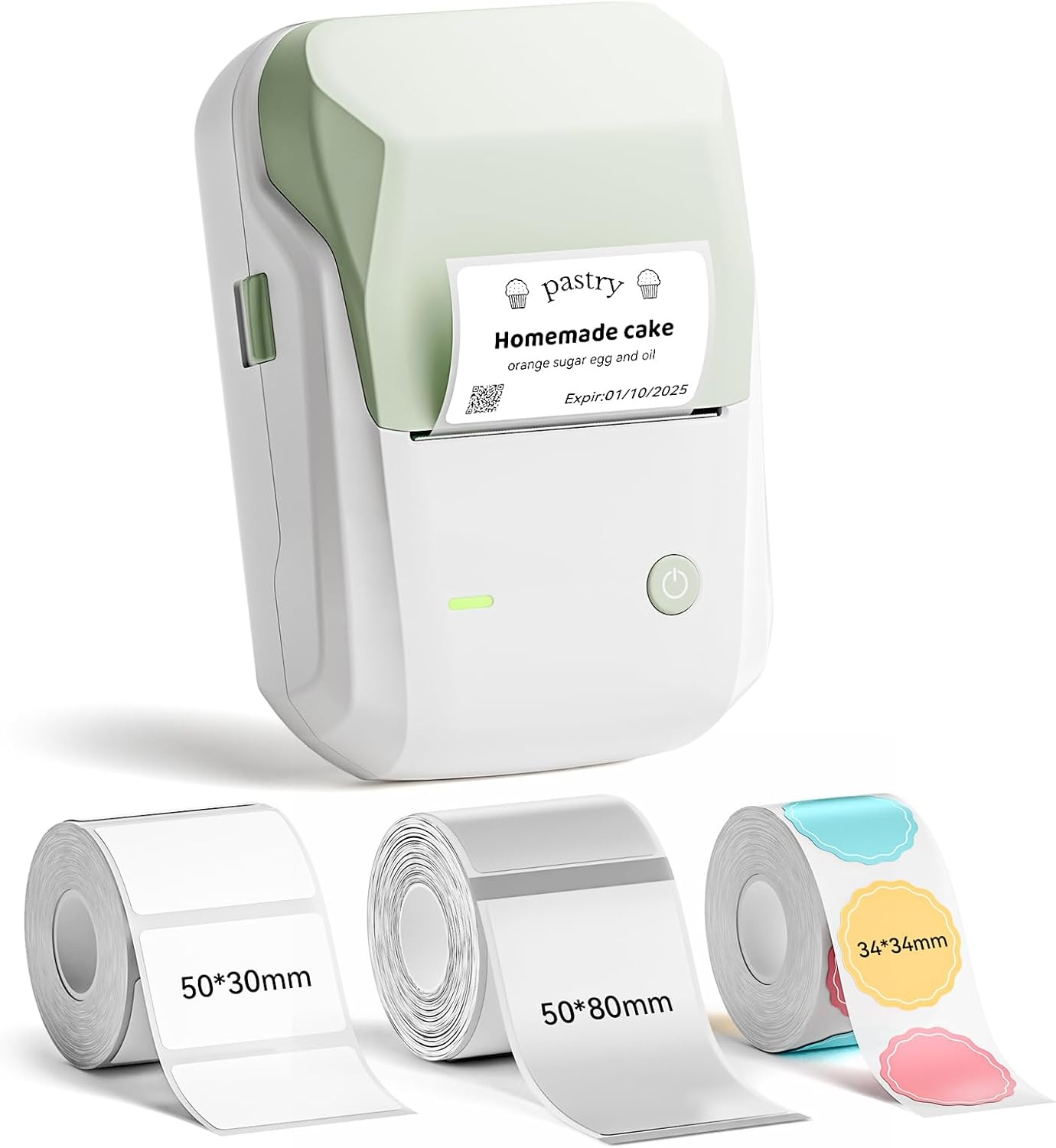 image:imageNIIMBOT B1 Label Maker Machine with 3 Tapes 50x30mm50x80mm 50x50mm Round Labels Bluetooth Thermal Label Printer for Small BusinessOfficeHomeSchool Blue 1 Printer3 Roll LabelGreen
