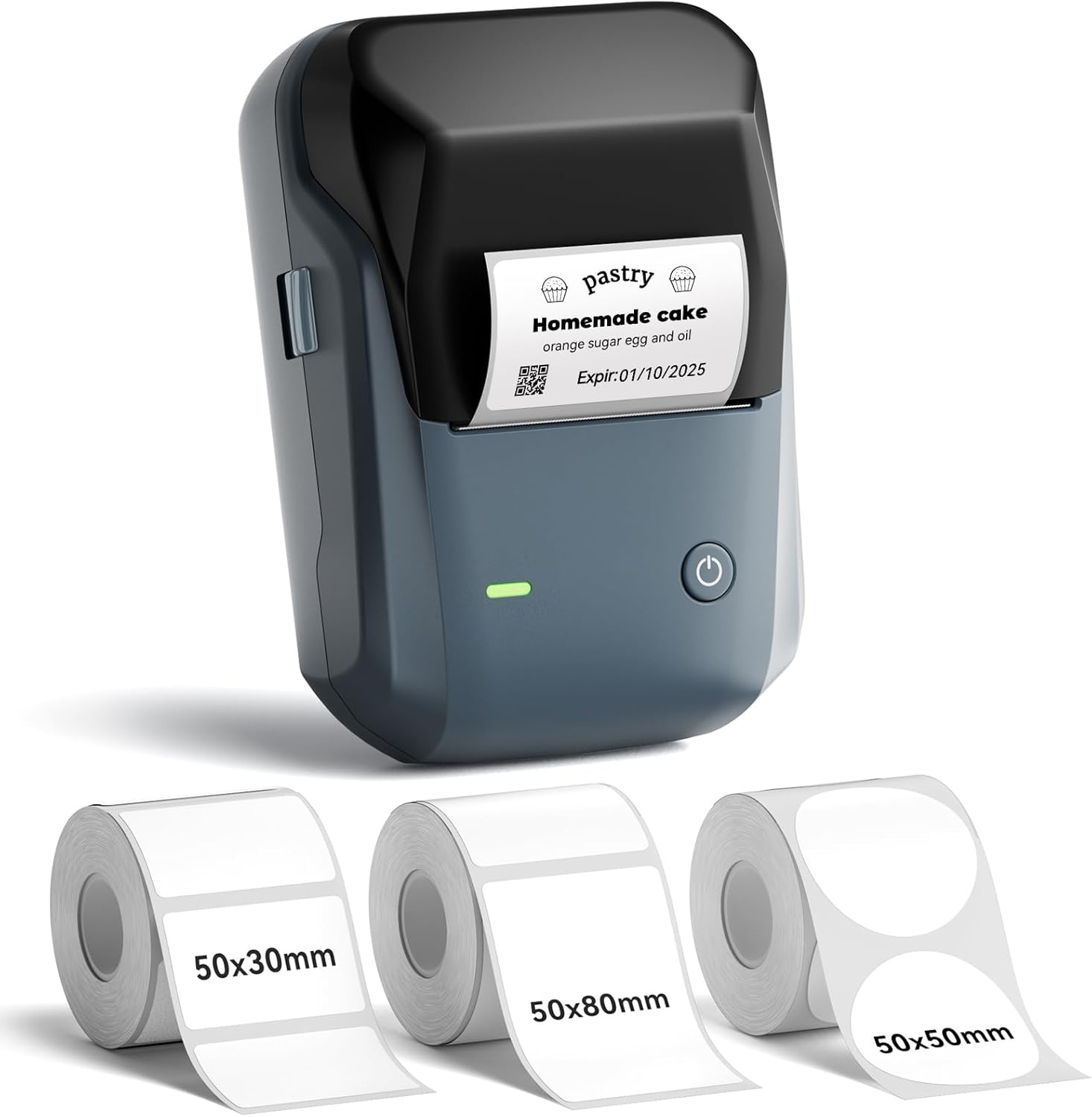 image:imageNIIMBOT B1 Label Maker Machine with 3 Tapes 50x30mm50x80mm 50x50mm Round Labels Bluetooth Thermal Label Printer for Small BusinessOfficeHomeSchool Blue 1 Printer3 Roll LabelBlue