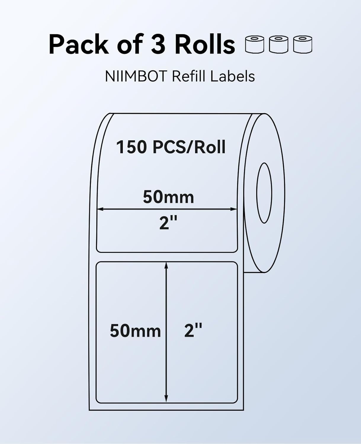 image:imageNIIMBOT B1B21B3S K3 Labels 3 Rolls 2 x 118 50x30mm Food amp Personalized Labels for HomeSchoolOffice50x503rollswhite