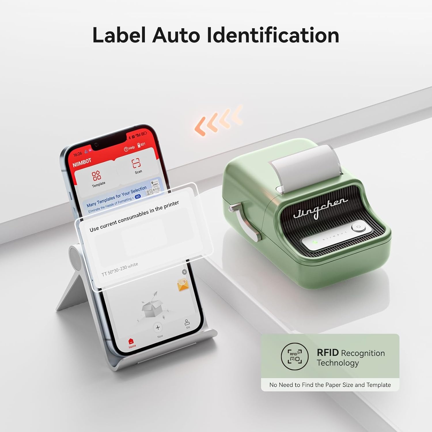 image:imageNIIMBOT B21 Label Maker 2 Inch Portable Thermal Label Printer Label Maker Machine with Tape Compatible with Android iOS amp PCLabeling for Home Storage Office and Small BusinessOffWhiteGreen