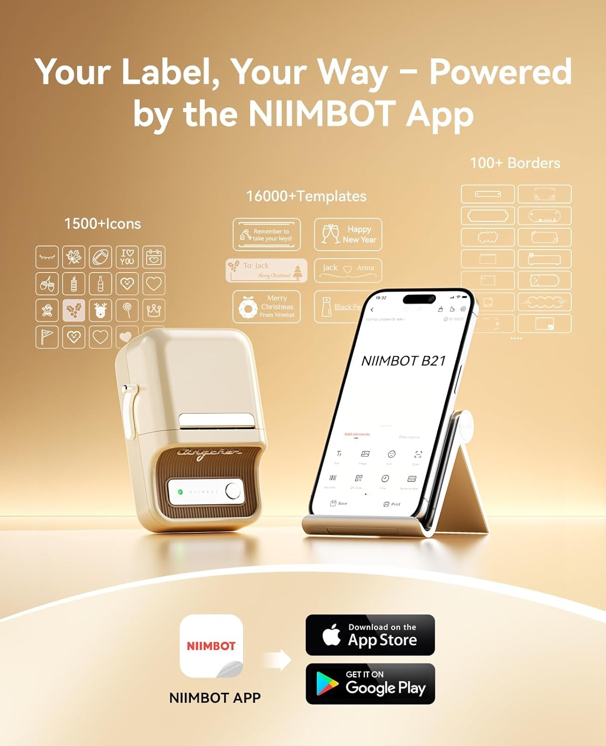 image:imageNIIMBOT B21 Label Maker 2 Inch Portable Thermal Label Printer Label Maker Machine with Tape Compatible with Android iOS amp PCLabeling for Home Storage Office and Small BusinessOffWhiteOffwhite