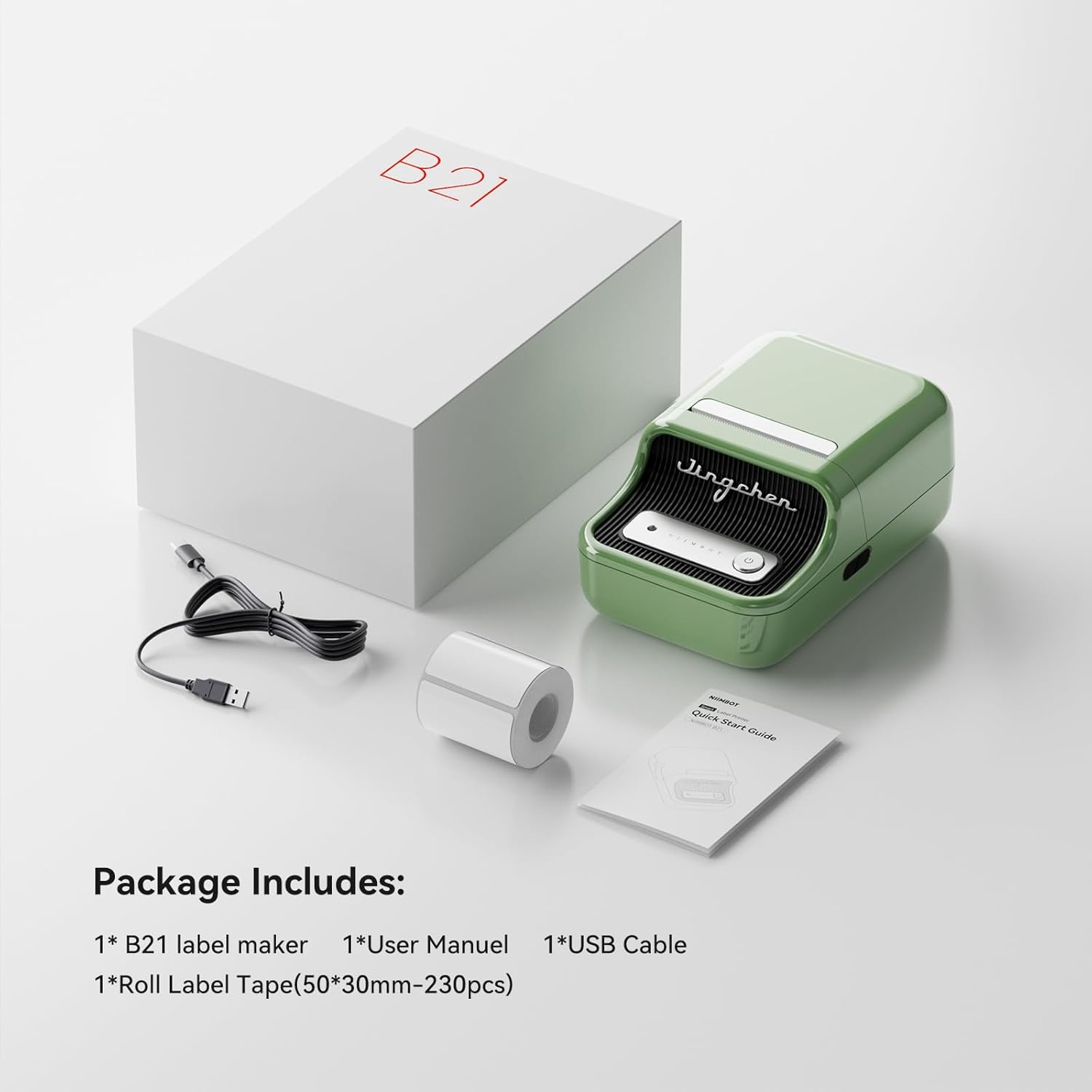 image:imageNIIMBOT B21 Label Maker 2 Inch Portable Thermal Label Printer Label Maker Machine with Tape Compatible with Android iOS amp PCLabeling for Home Storage Office and Small BusinessOffWhiteGreen