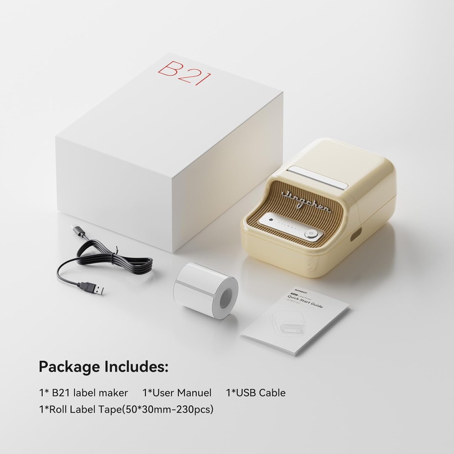 image:imageNIIMBOT B21 Label Maker 2 Inch Portable Thermal Label Printer Label Maker Machine with Tape Compatible with Android iOS amp PCLabeling for Home Storage Office and Small BusinessOffWhiteOffwhite