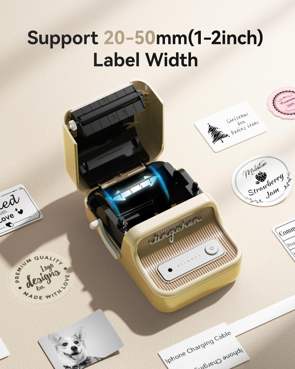 image:imageNIIMBOT B21 Label Maker 2 Inch Portable Thermal Label Printer Label Maker Machine with Tape Compatible with Android iOS amp PCLabeling for Home Storage Office and Small BusinessOffWhiteOffwhite