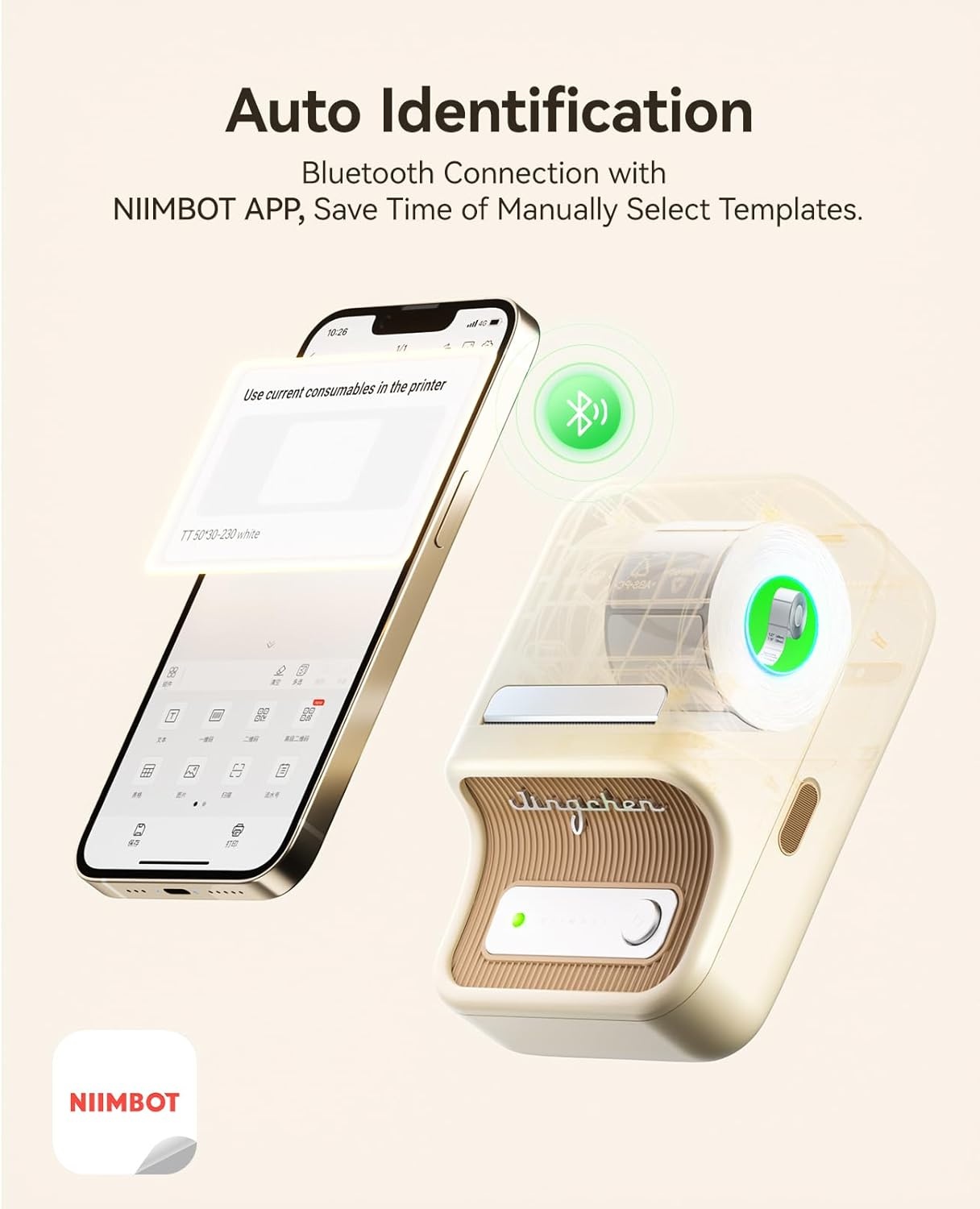 image:imageNIIMBOT B21 Label Maker Inkless Bluetooth Label Printer 2 Inch Portable Thermal Sticker Machine for Small BusinessMarson Jar Logo Clothing Mailing Candles amp Jewelry Ideal for Gifting PinkWhite