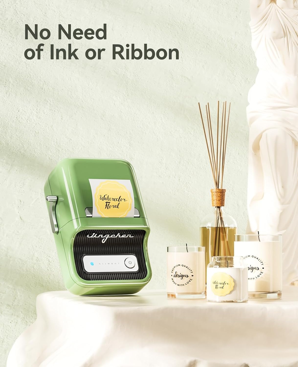 image:imageNIIMBOT B21 Label Maker Inkless Bluetooth Label Printer 2 Inch Portable Thermal Sticker Machine for Small BusinessMarson Jar Logo Clothing Mailing Candles amp Jewelry Ideal for Gifting PinkGreen