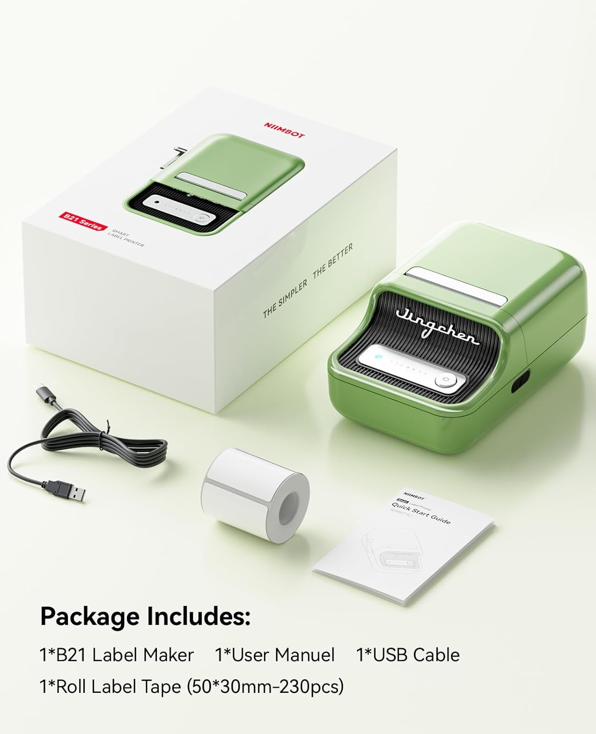 image:imageNIIMBOT B21 Label Maker Inkless Bluetooth Label Printer 2 Inch Portable Thermal Sticker Machine for Small BusinessMarson Jar Logo Clothing Mailing Candles amp Jewelry Ideal for Gifting PinkGreen