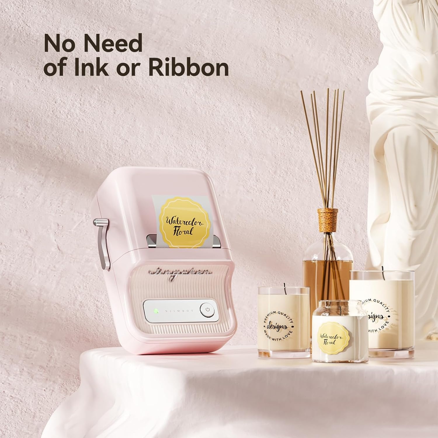 image:imageNIIMBOT B21 Label Maker Inkless Bluetooth Label Printer 2 Inch Portable Thermal Sticker Machine for Small BusinessMarson Jar Logo Clothing Mailing Candles amp Jewelry Ideal for Gifting PinkPink