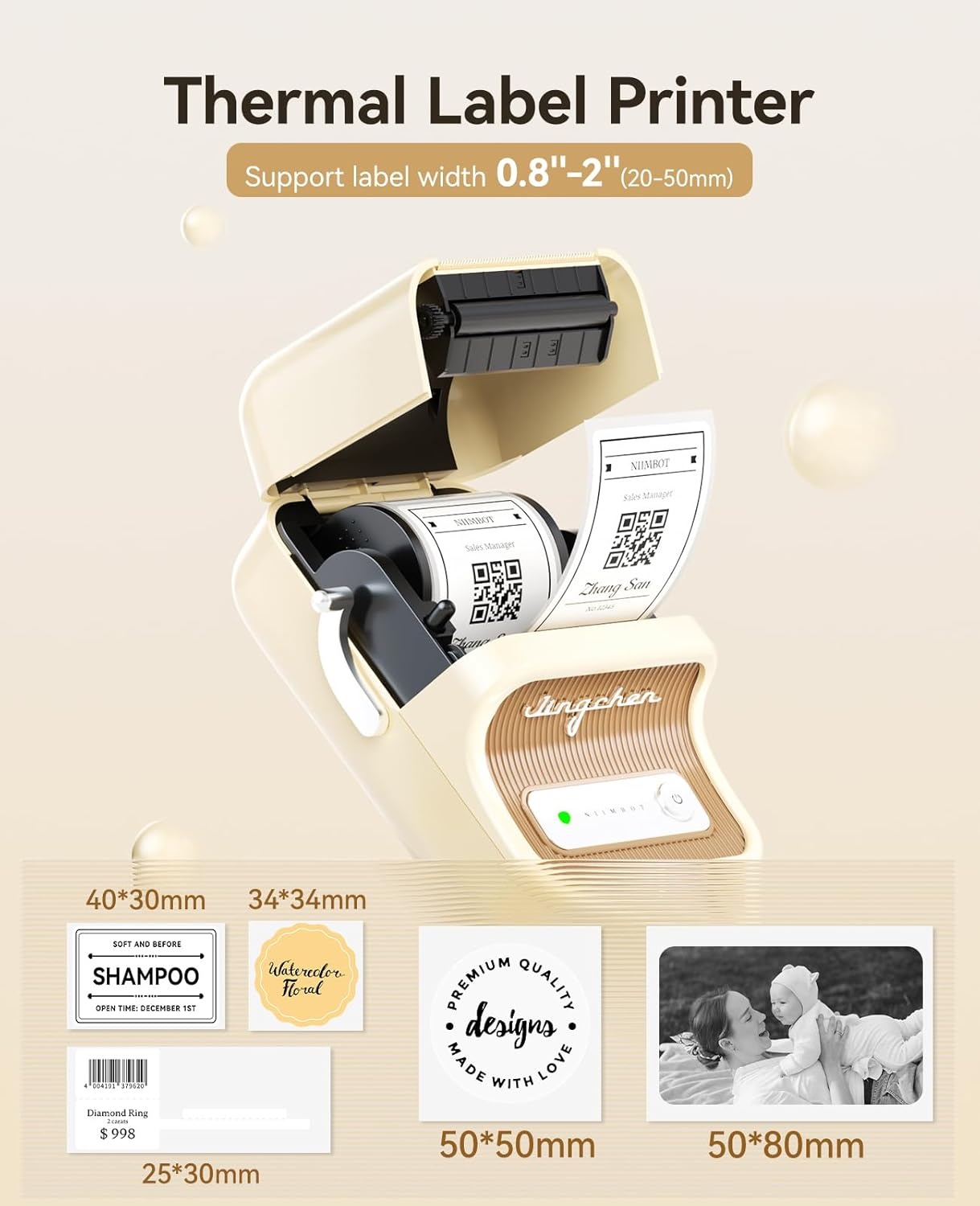 image:imageNIIMBOT B21 Label Maker Inkless Bluetooth Label Printer 2 Inch Portable Thermal Sticker Machine for Small BusinessMarson Jar Logo Clothing Mailing Candles amp Jewelry Ideal for Gifting PinkWhite