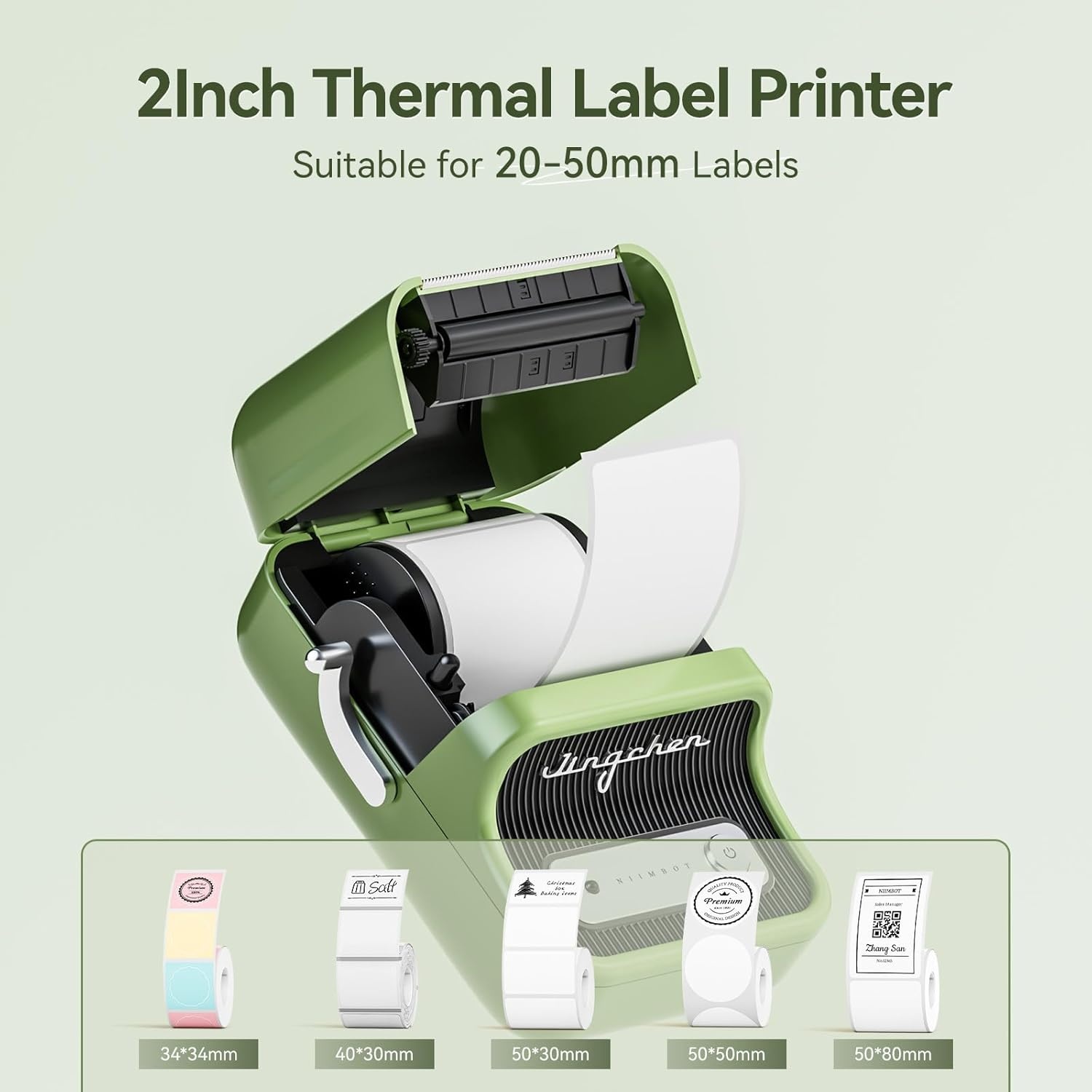 image:imageNIIMBOT B21 Label Maker Machine with Tape 2 Inch Portable Sticker Printer Thermal Labeler for Gift Jar Candle Address Labels for Home Office Business Organization Supports Mobile amp PC GreenGreen