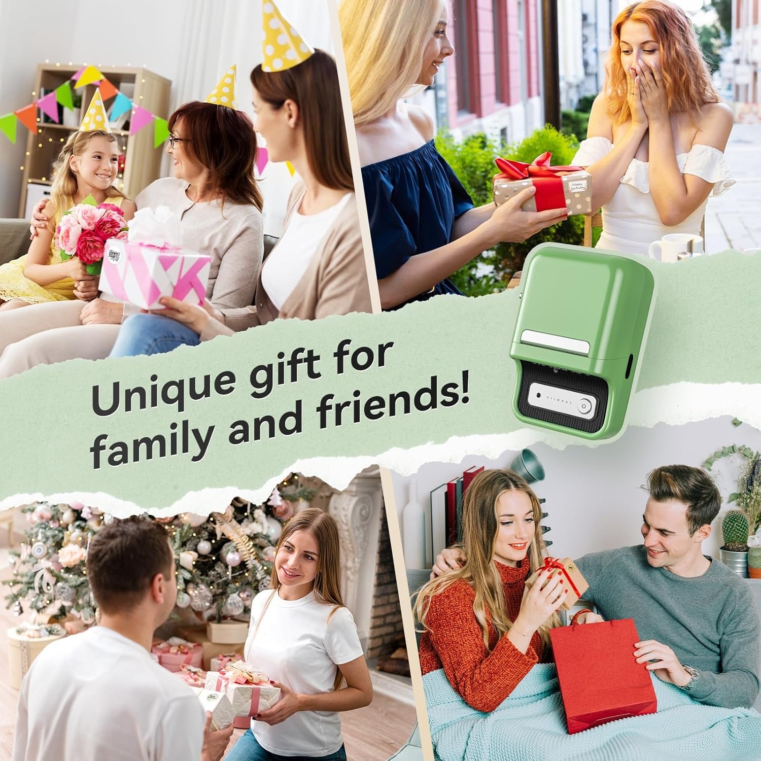 image:imageNIIMBOT B21 Label Maker Machine with Tape 2 Inch Portable Sticker Printer Thermal Labeler for Gift Jar Candle Address Labels for Home Office Business Organization Supports Mobile amp PC GreenGreen