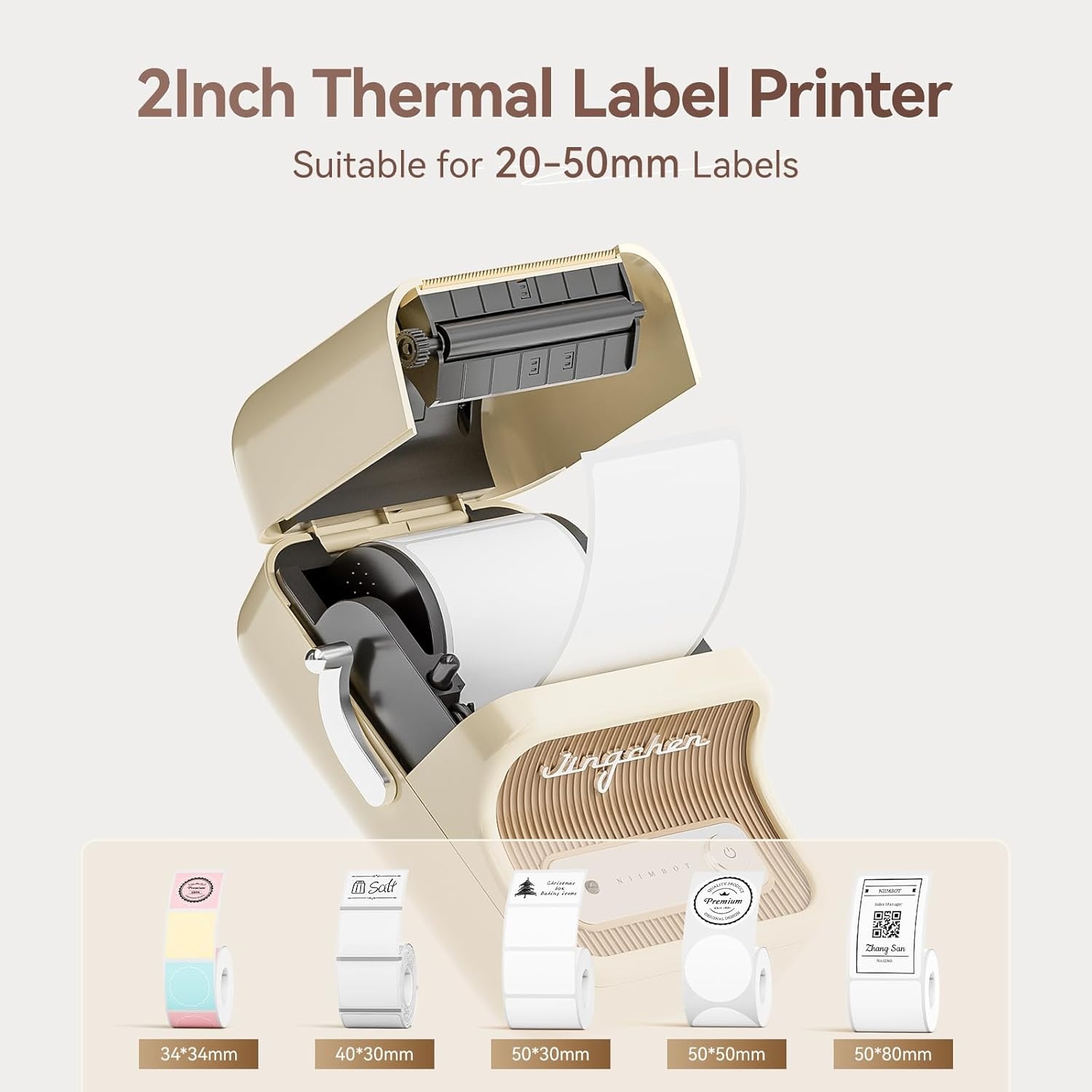 image:imageNIIMBOT B21 Label Maker Machine with Tape 2 Inch Portable Sticker Printer Thermal Labeler for Gift Jar Candle Address Labels for Home Office Business Organization Supports Mobile amp PC GreenWhite