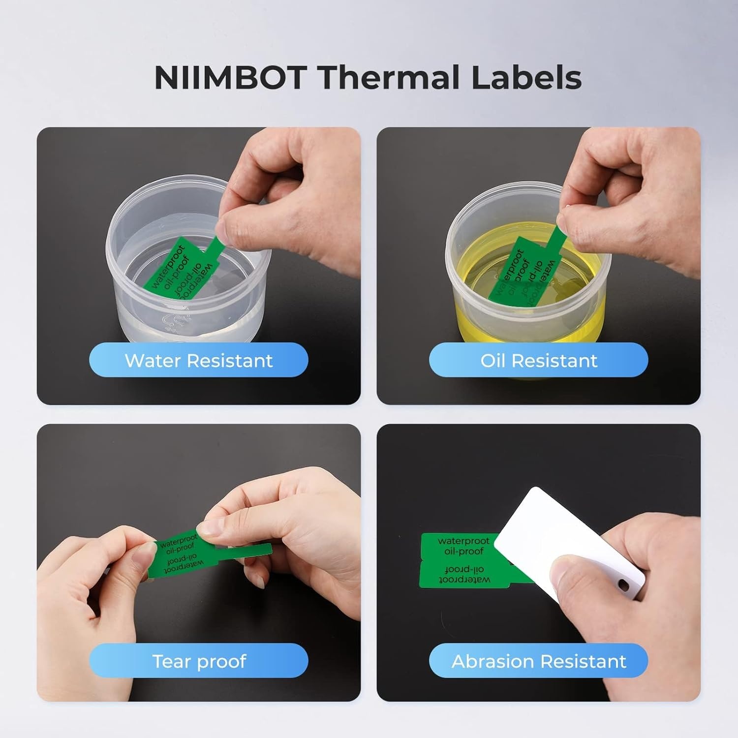 image:imageNIIMBOT Cable Label for B1B21B2 Label Printer Waterproof OilProof Cable Tags1 x 31 Roll of 100 Thermal Sticker Labels WhiteGreen 1