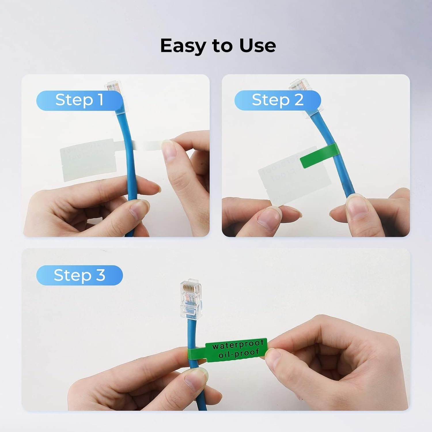 image:imageNIIMBOT Cable Label for B1B21B2 Label Printer Waterproof OilProof Cable Tags1 x 31 Roll of 100 Thermal Sticker Labels WhiteGreen 1