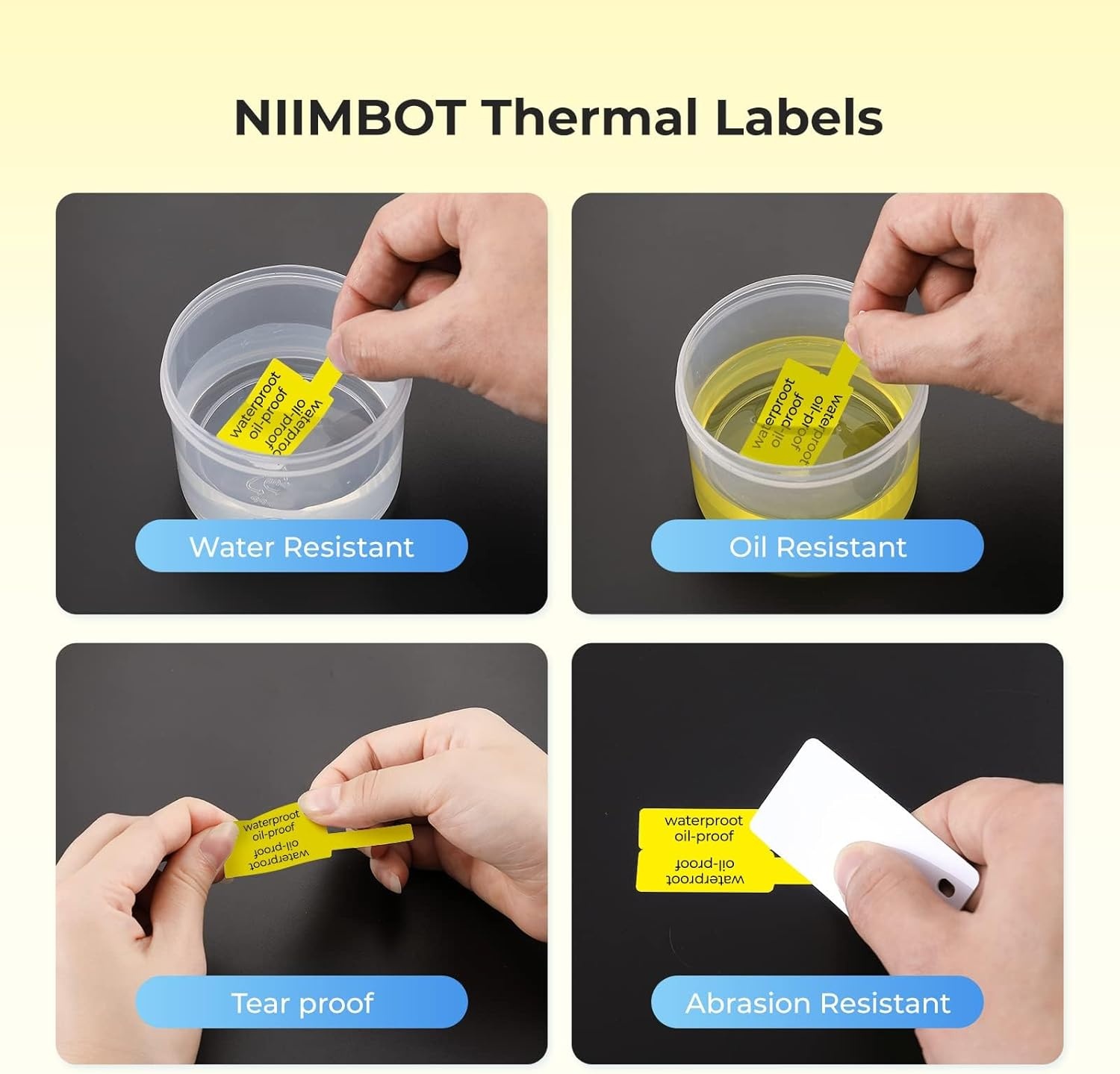 image:imageNIIMBOT Cable Label for B1B21B2 Label Printer Waterproof OilProof Cable Tags1 x 31 Roll of 100 Thermal Sticker Labels WhiteYellow 1