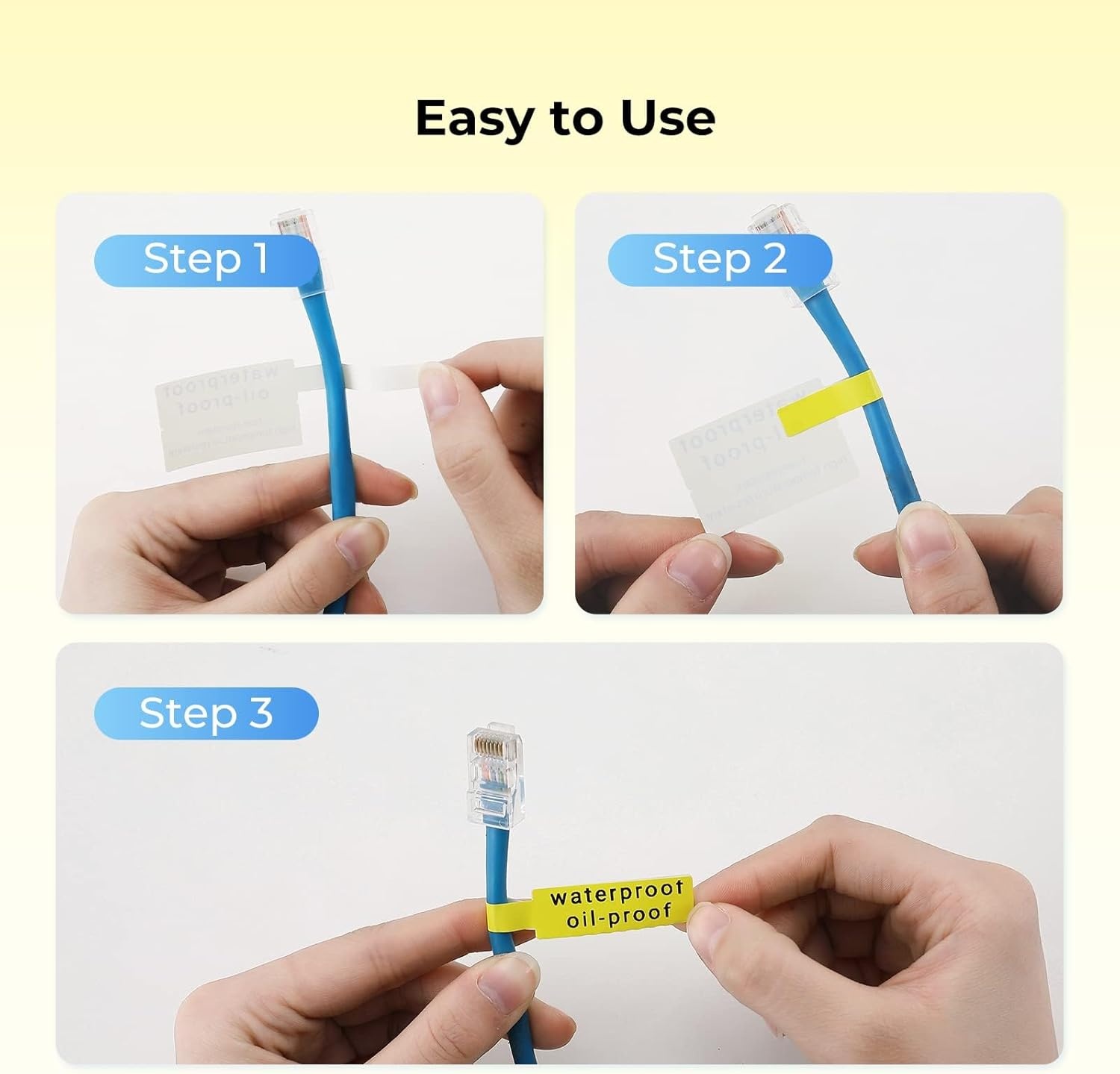 image:imageNIIMBOT Cable Label for B1B21B2 Label Printer Waterproof OilProof Cable Tags1 x 31 Roll of 100 Thermal Sticker Labels WhiteYellow 1