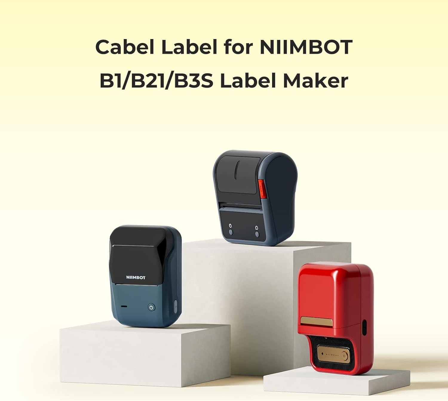 image:imageNIIMBOT Cable Label for B1B21B2 Label Printer Waterproof OilProof Cable Tags1 x 31 Roll of 100 Thermal Sticker Labels WhiteYellow 1