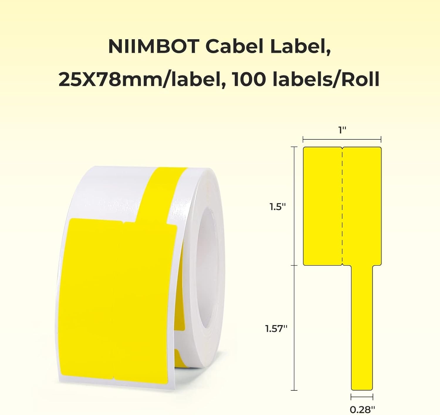 image:imageNIIMBOT Cable Label for B1B21B2 Label Printer Waterproof OilProof Cable Tags1 x 31 Roll of 100 Thermal Sticker Labels WhiteYellow 1