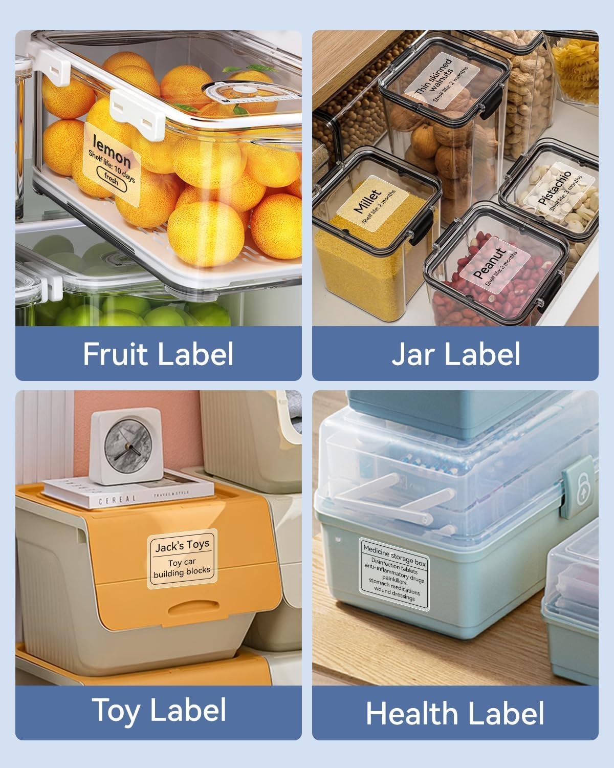 image:imageNIIMBOT Clear Label Tape for B1B21B3S 157 X 118 40x30mm 230 LabelsRoll Thermal Label Sticker for Mason JarSpiceBarcodeQR CodeAddressSmall BusinessClear