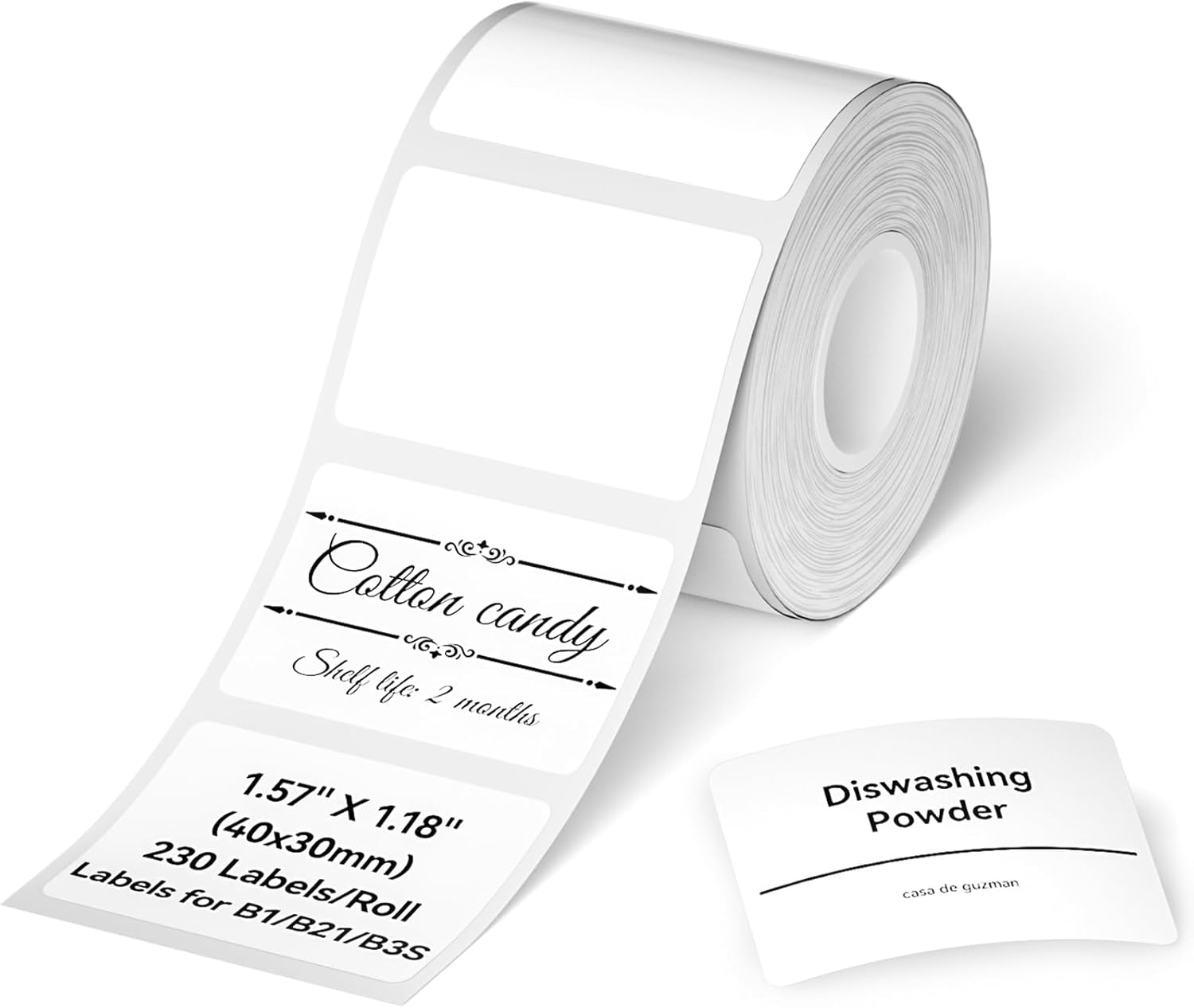 image:imageNIIMBOT Clear Label Tape for B1B21B3S 157 X 118 40x30mm 230 LabelsRoll Thermal Label Sticker for Mason JarSpiceBarcodeQR CodeAddressSmall BusinessWhite