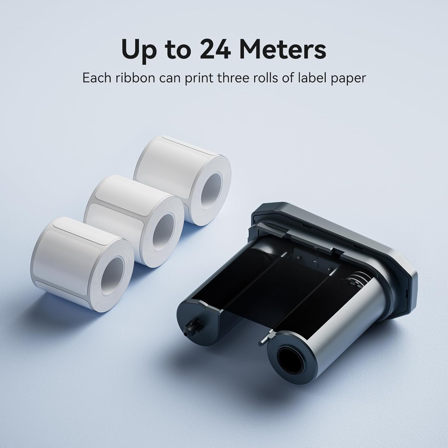 image:imageNIIMBOT Compatible M2 Labeling Ribbon Replacement Refill Tapes Only for M2 Blue Thermal Transfer Label Printer Clear Printing Long Storage Time Up to 24 Meters WhiteGreen