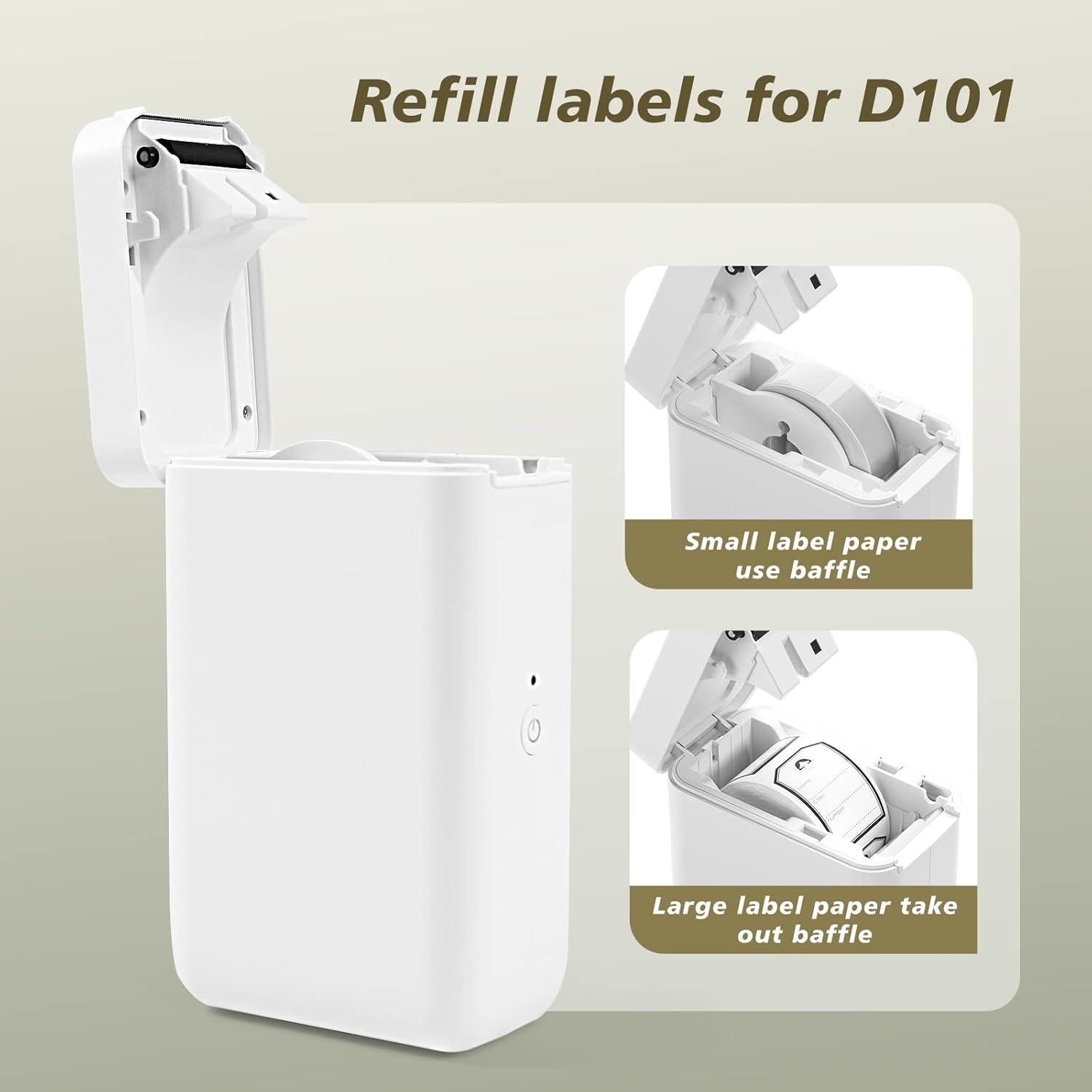 image:imageNIIMBOT D101 Label Maker Tape SelfAdhesive Labeling Tape Replacement 098 X 394 25 X 100mm Thermal Label Paper for Home Kitchen 65 LabelsRoll White25100