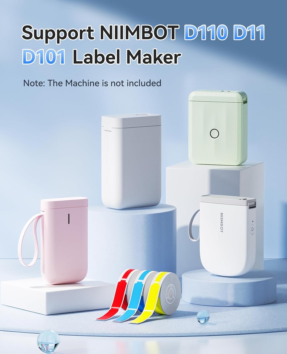 image:imageNIIMBOT D11 D110 Label Maker Tape Adhesive White Label Paper 047 X 429 125 X 109mm 65 LabelsRoll Compatible for NIIMBOT D11 D110 Label Printer Thermal Paper Black on White 3RollMix Color