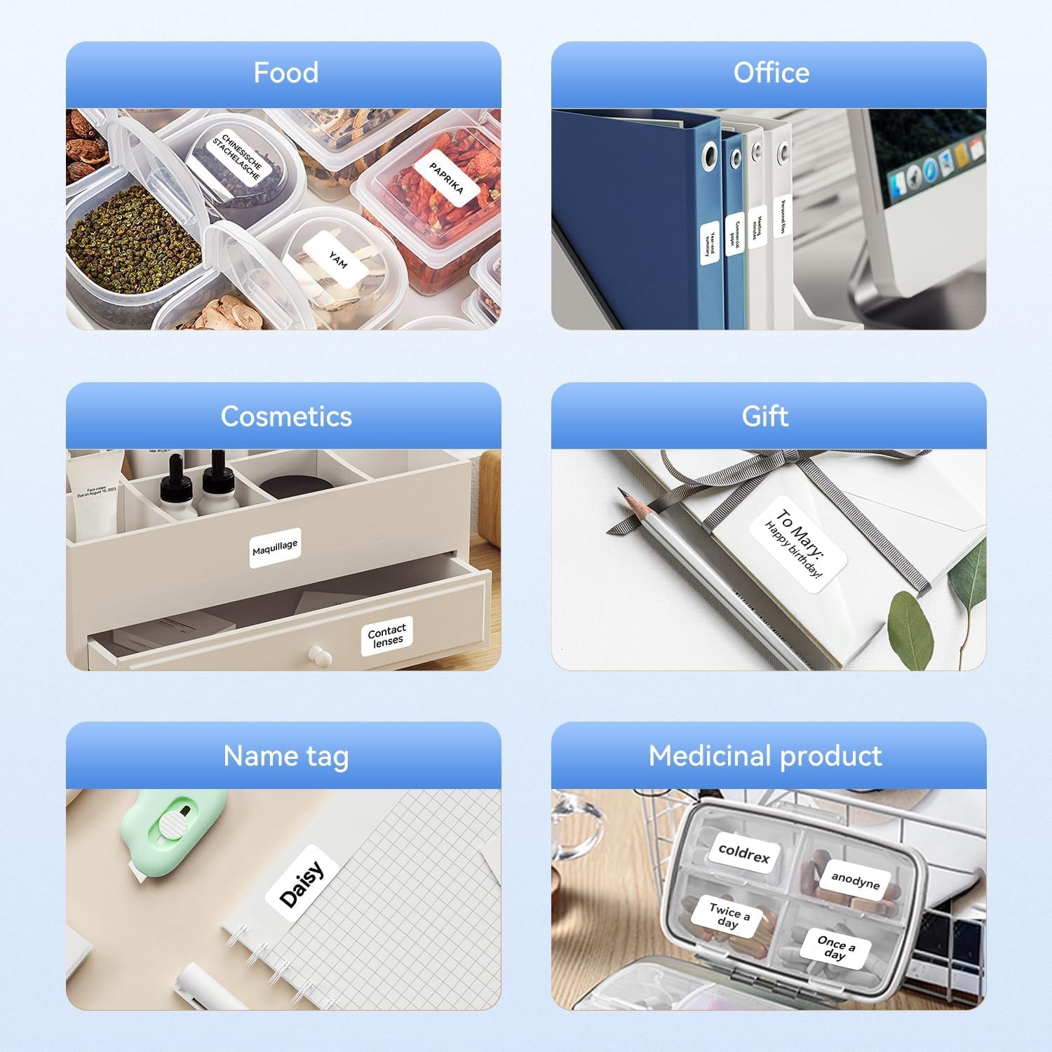 image:imageNIIMBOT D11 Label Maker Tape Adhesive White Paper 047 X 295 12 X 75mm 95 LabelsRoll Compatible for NIIMBOT D11 D110 Label Printer Thermal Paper Black on White 3Roll15X50mm 14X40mm 12X40mm