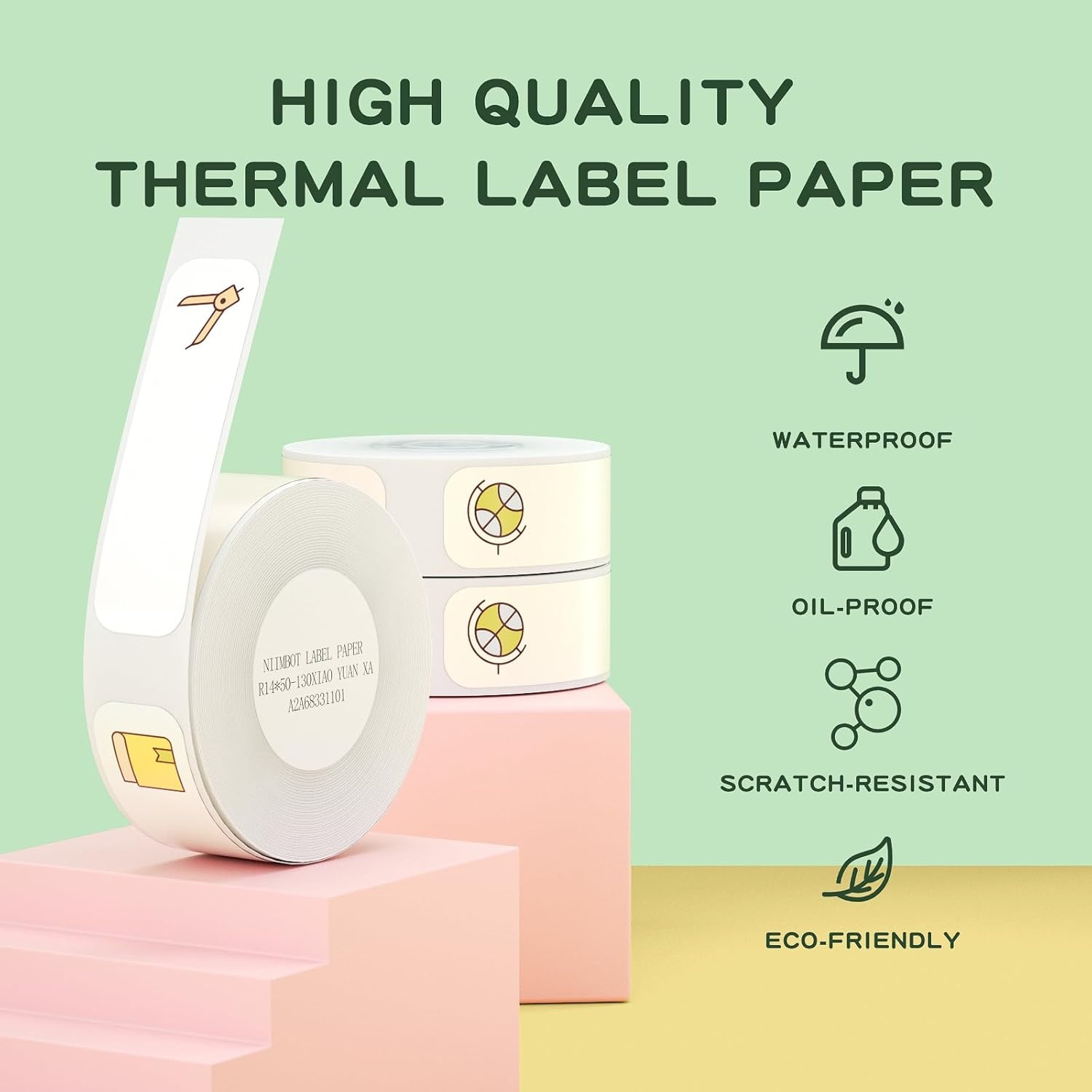 image:imageNIIMBOT D11 Label Maker Tape D110 130 LabelsRoll White 14 X 50mm Thermal Label Tape for School Household Office MultipurposeSchool