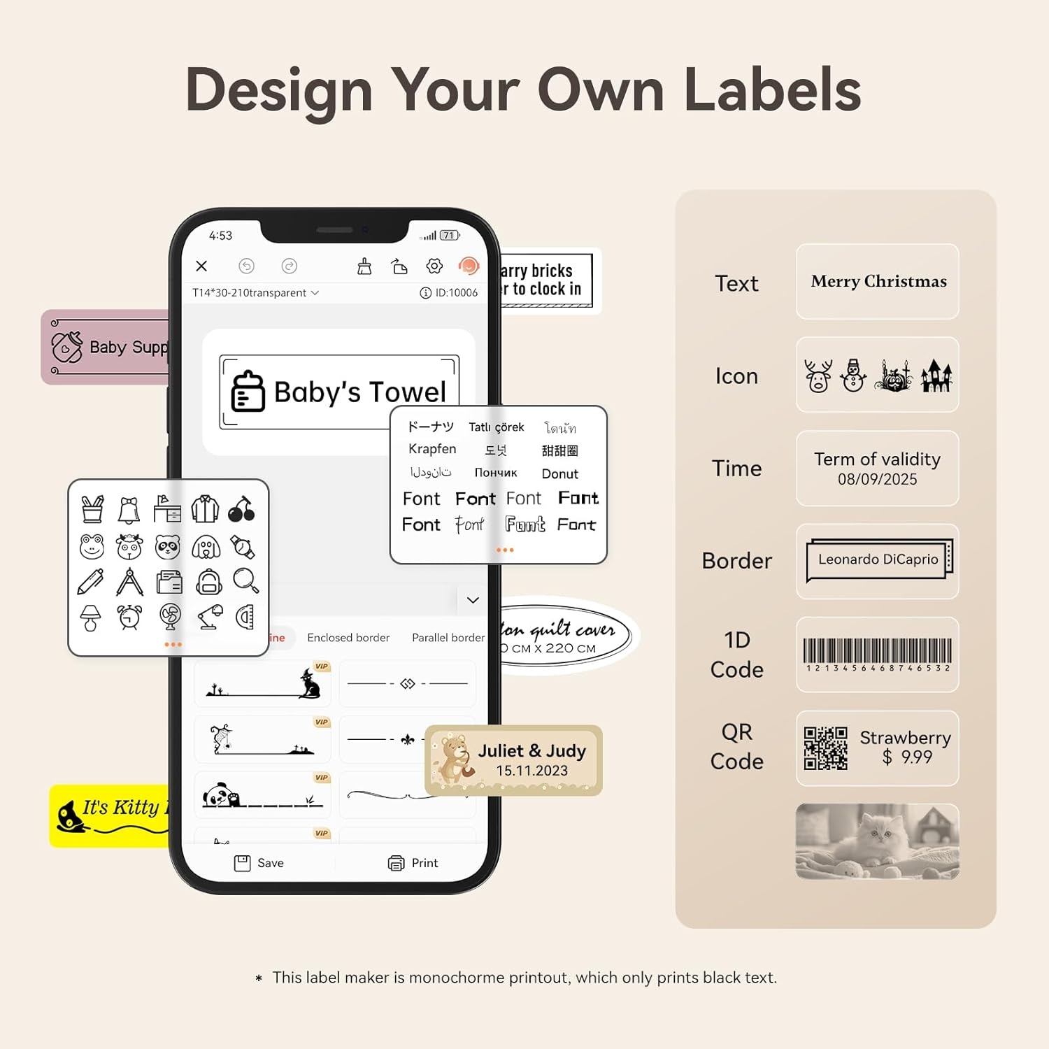 image:imageNIIMBOT D11 Label Tape D110 Label Maker Papers 3Rolls Cable Labels SelfAdhesive Labeling Tape 047 X 429 12 X 109mm Cable Label Refills for Home Office Circuit Box 195 Labels3Rolls White1440clear