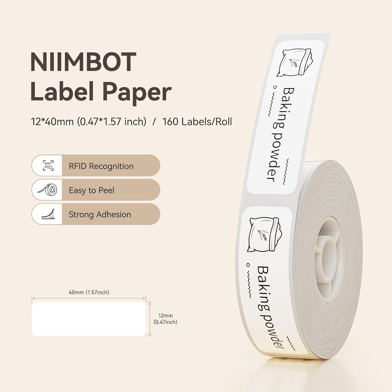 image:imageNIIMBOT D11 Label Tape D110 Label Maker Papers 3Rolls Cable Labels SelfAdhesive Labeling Tape 047 X 429 12 X 109mm Cable Label Refills for Home Office Circuit Box 195 Labels3Rolls White1240white