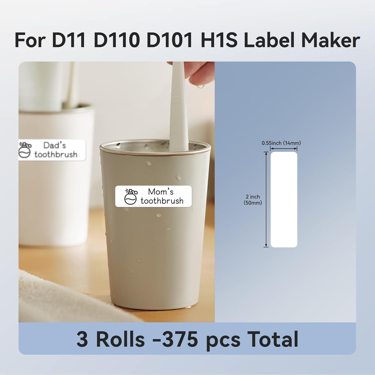 image:imageNIIMBOT D11 Label Tape D110 Label Maker Papers 3Rolls Cable Labels SelfAdhesive Labeling Tape 047 X 429 12 X 109mm Cable Label Refills for Home Office Circuit Box 195 Labels3Rolls White1450white