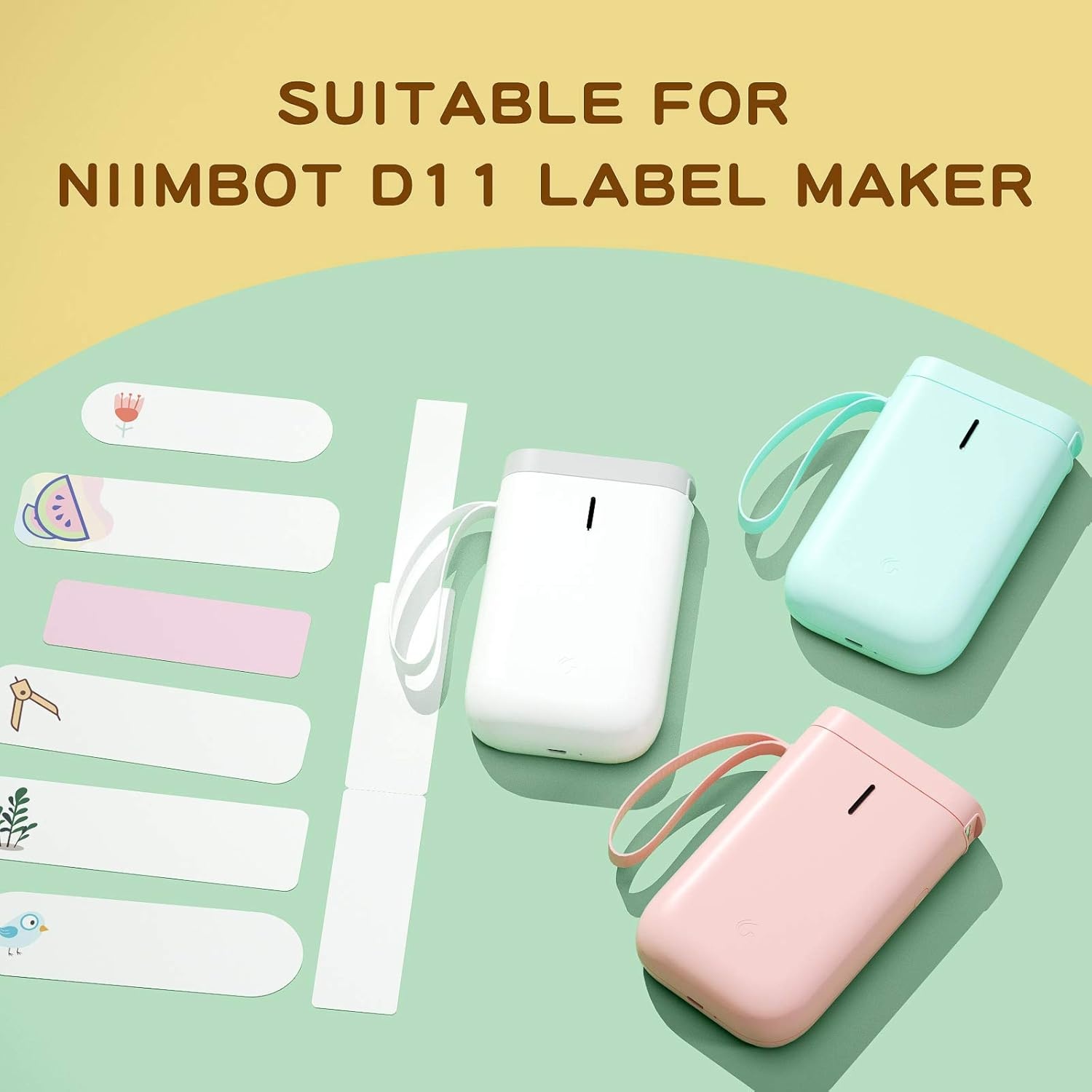 image:imageNIIMBOT D11 Luminous Label Maker Tape 3 Rolls Adhesive Label Paper 051 X 138 13 X 35mm 90 LabelsRoll Compatible for NIIMBOT D11 D110 Label Printer 3RollBubble