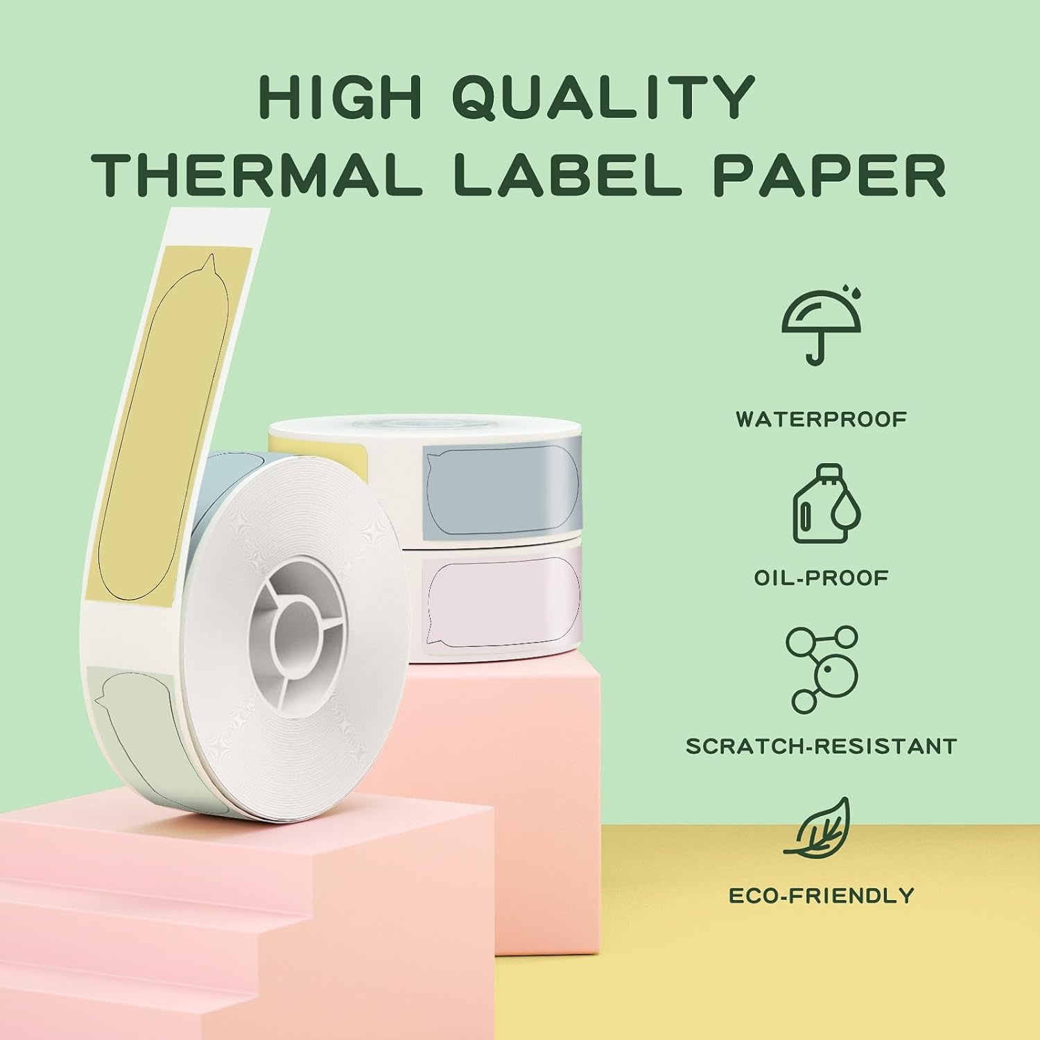 image:imageNIIMBOT D11 Luminous Label Maker Tape 3 Rolls Adhesive Label Paper 051 X 138 13 X 35mm 90 LabelsRoll Compatible for NIIMBOT D11 D110 Label Printer 3RollBubble
