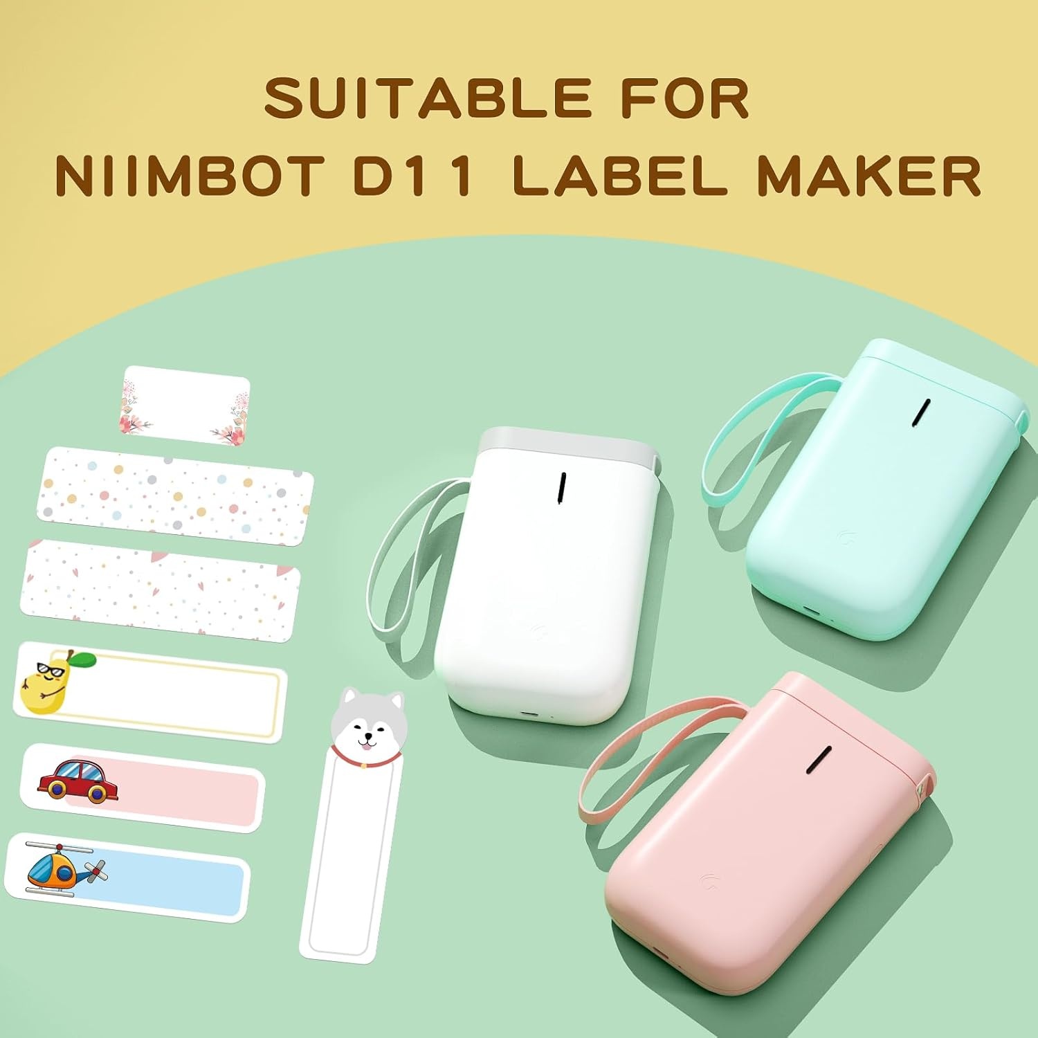 image:imageNIIMBOT D11 Luminous Label Maker Tape 3 Rolls Adhesive Label Paper 051 X 138 13 X 35mm 90 LabelsRoll Compatible for NIIMBOT D11 D110 Label Printer 3RollLuminous