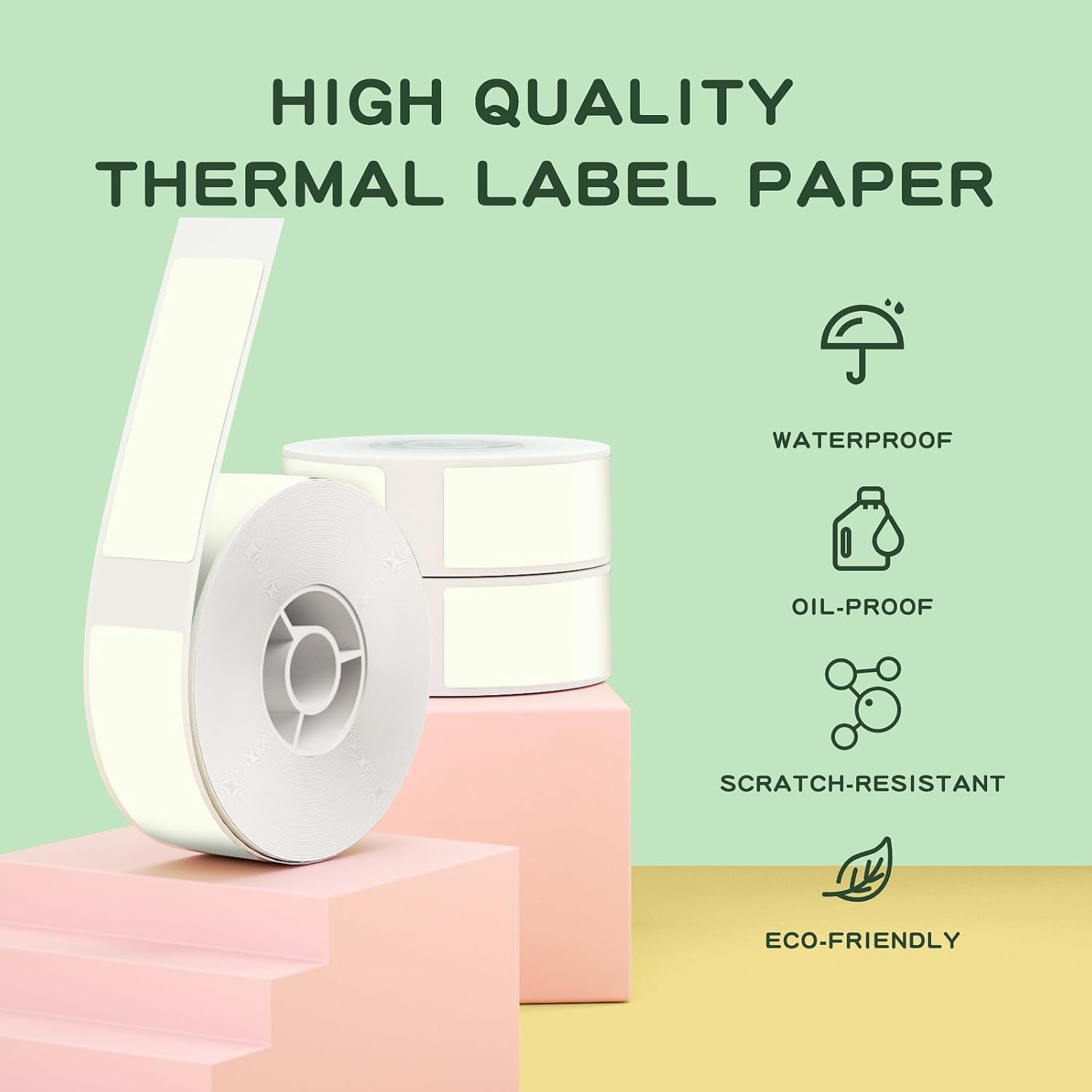 image:imageNIIMBOT D11 Luminous Label Maker Tape 3 Rolls Adhesive Label Paper 051 X 138 13 X 35mm 90 LabelsRoll Compatible for NIIMBOT D11 D110 Label Printer 3RollLuminous