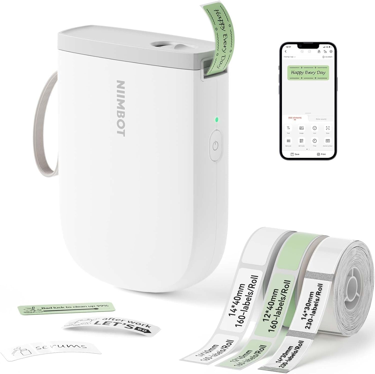 image:imageNIIMBOT D11 New Version Label Maker Machine with Tape300DPI Bluetooth Label Printer Portable Thermal PrinterSticker Maker for Organizing Home Office SchoolWhiteWhite
