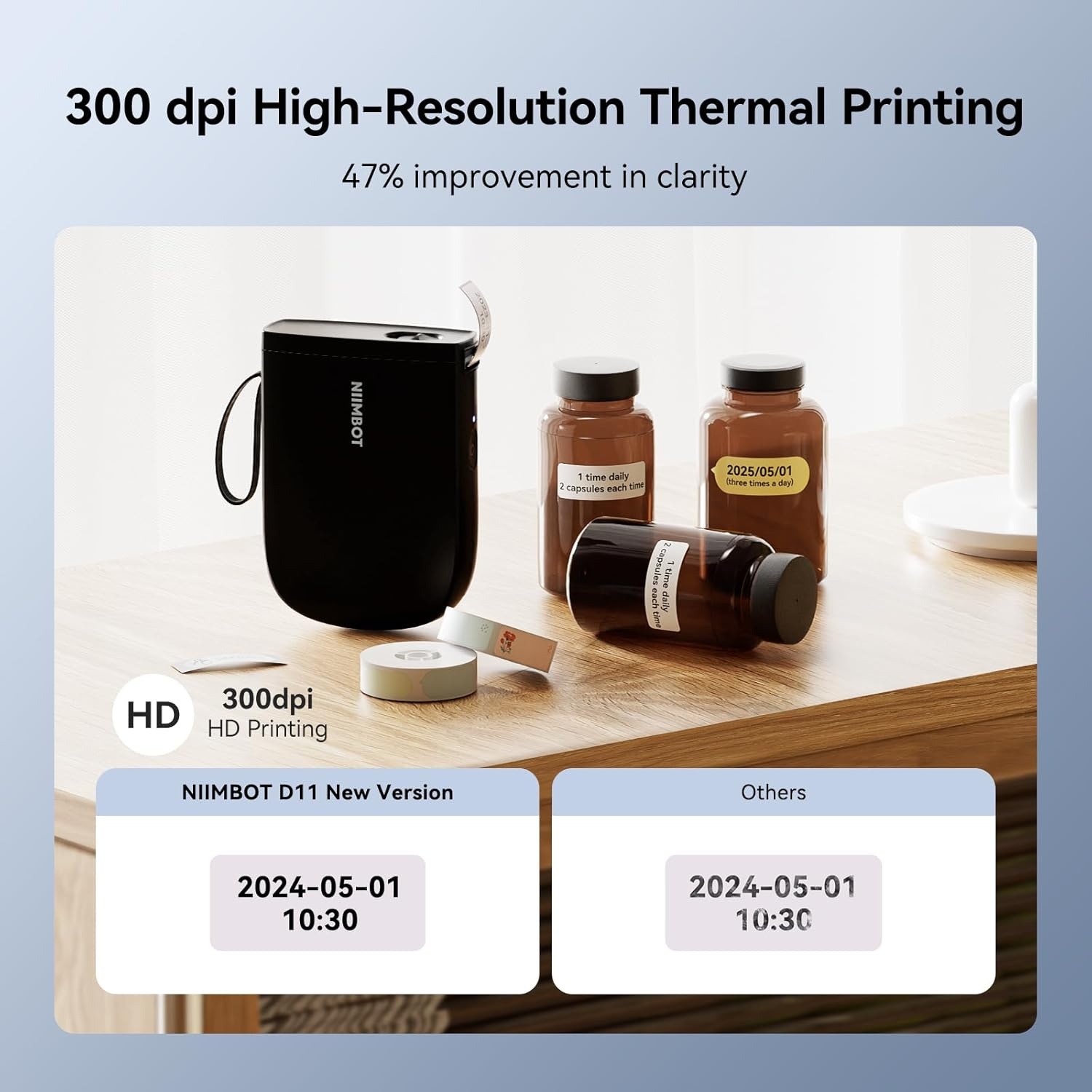 image:imageNIIMBOT D11 New Version Label Maker Machine with Tape300DPI Bluetooth Label Printer Portable Thermal PrinterSticker Maker for Organizing Home Office SchoolWhiteBlack