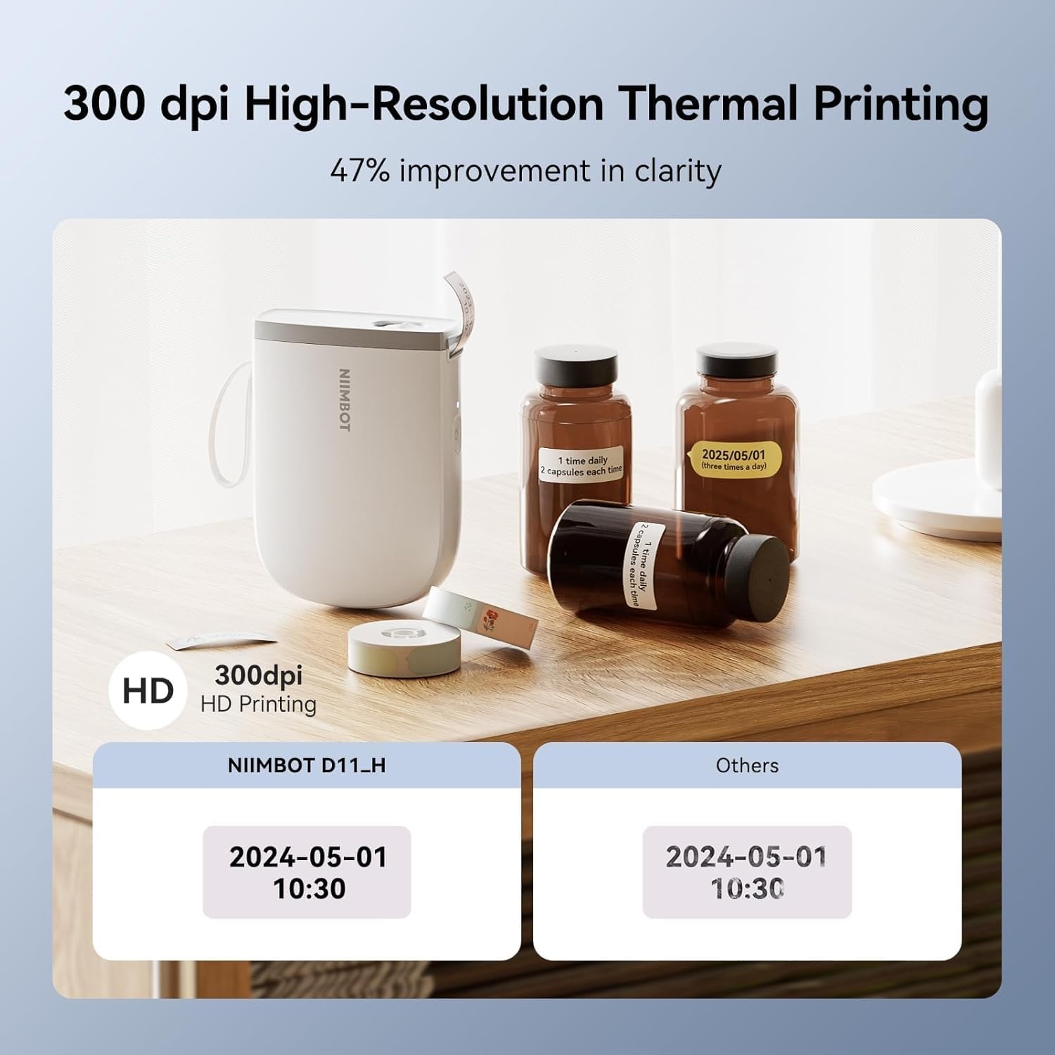 image:imageNIIMBOT D11 New Version Label Maker Machine with Tape300DPI Bluetooth Label Printer Portable Thermal PrinterSticker Maker for Organizing Home Office SchoolWhiteWhite