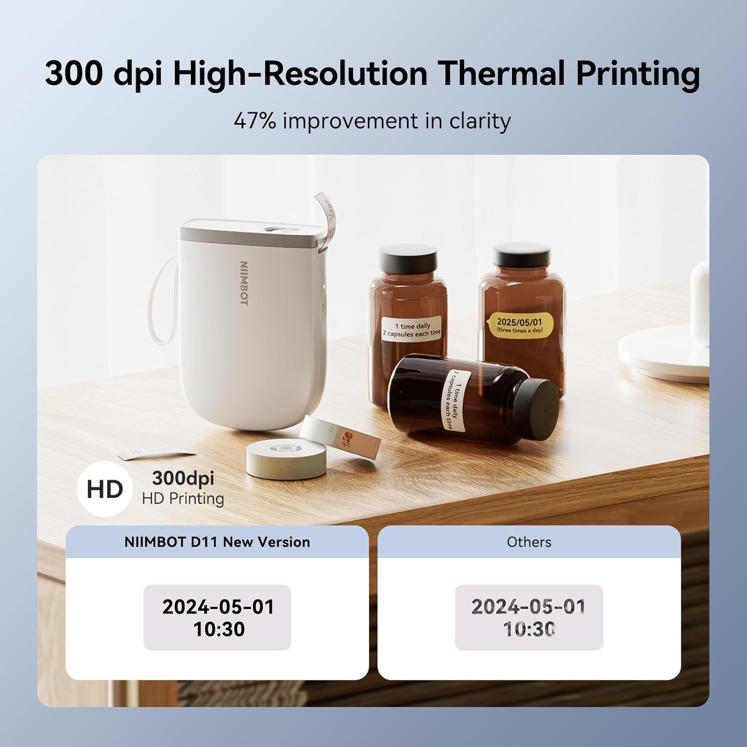 image:imageNIIMBOT D11 New Version Label Maker Machine with Tape300DPI Bluetooth Label Printer Portable Thermal PrinterSticker Maker for Organizing Home Office SchoolWhiteWhite