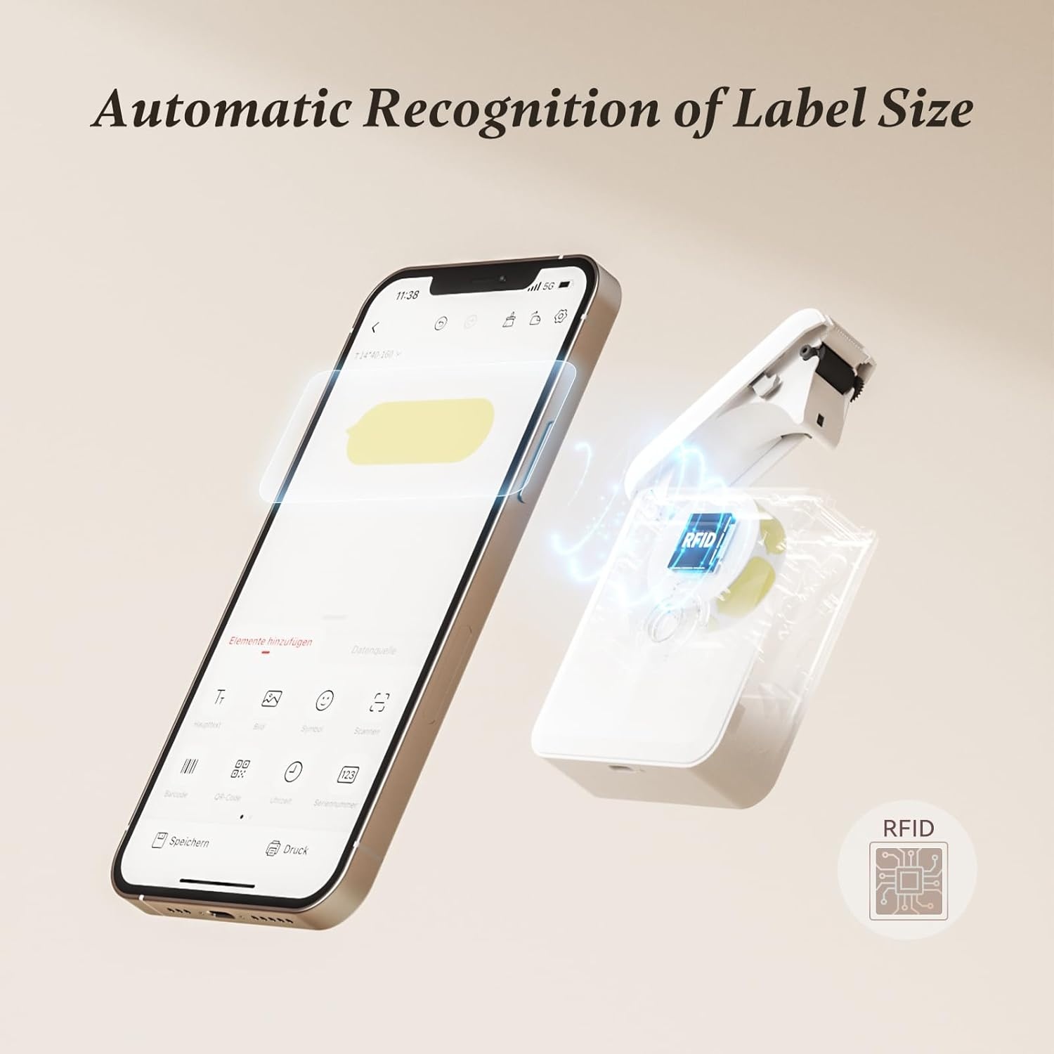 image:imageNIIMBOT D110 Label Maker Machine Bluetooth Thermal Label Printer for School Home Office Organization Mini Thermal Printer Label Maker with 3 Label Tapes WhiteWhite