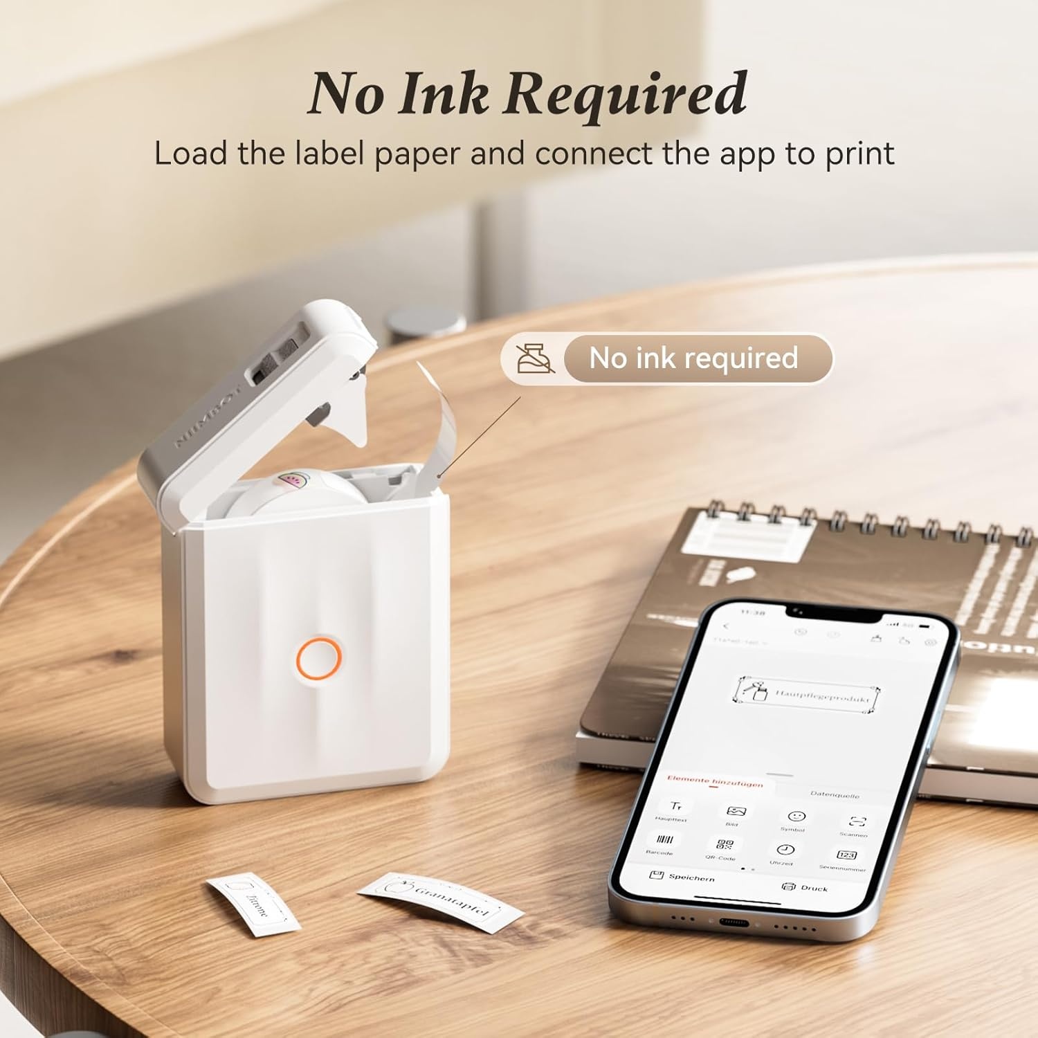 image:imageNIIMBOT D110 Label Maker Machine Bluetooth Thermal Label Printer for School Home Office Organization Mini Thermal Printer Label Maker with 3 Label Tapes WhiteWhite
